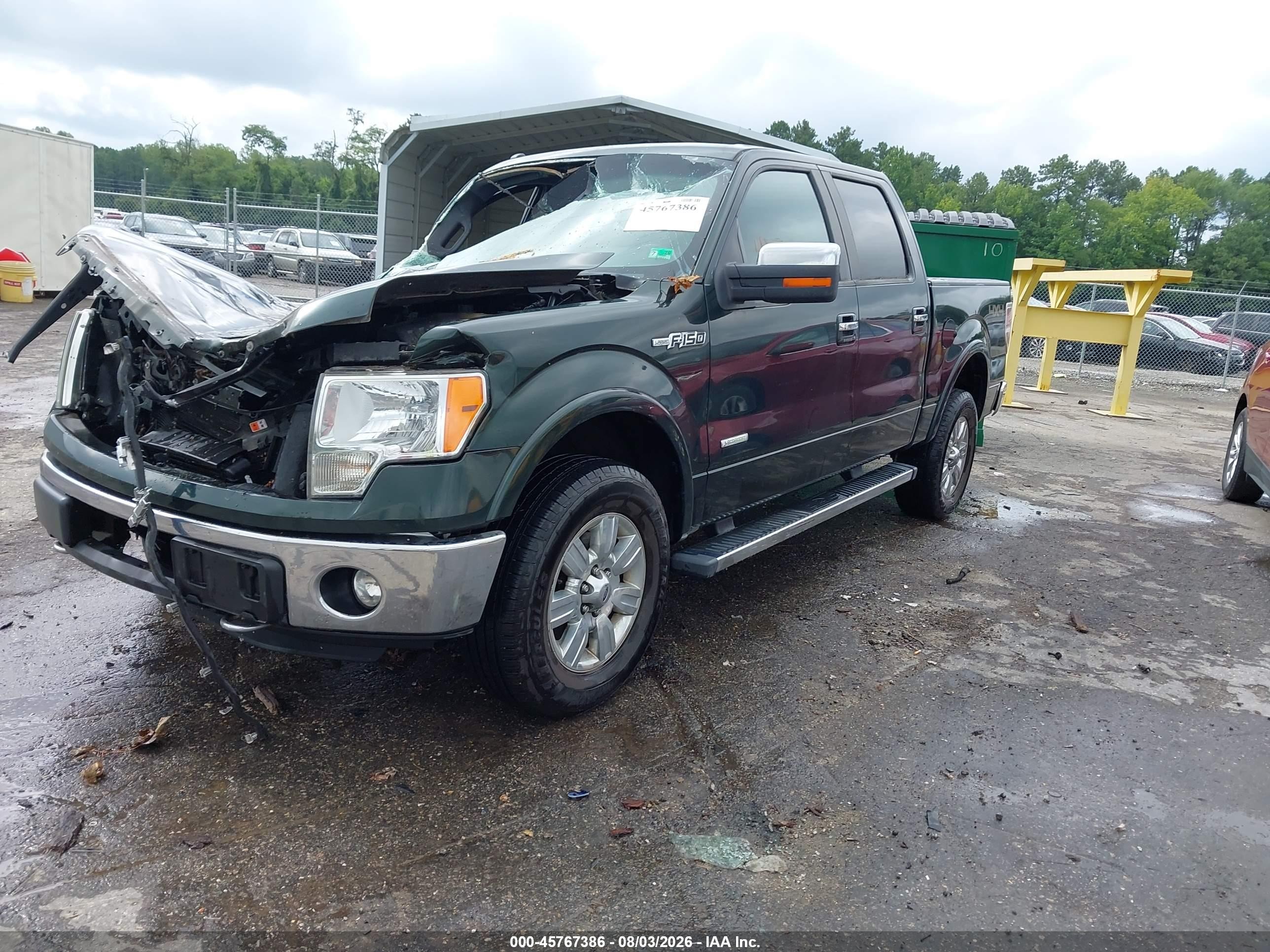 2012 Ford F-150 Lariat Green vin: 1FTFW1ET0CFB00554