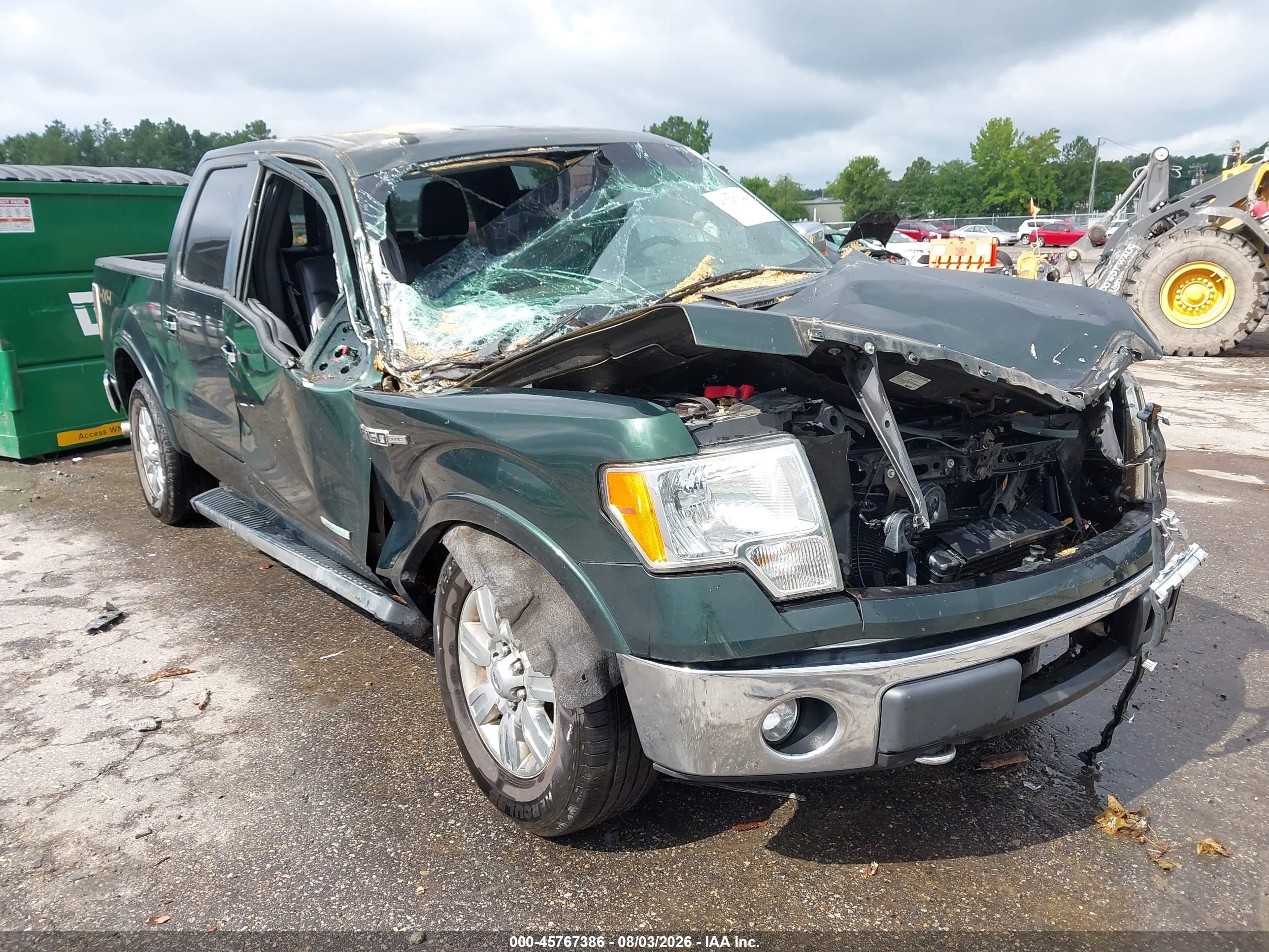 2012 Ford F-150 Lariat Green vin: 1FTFW1ET0CFB00554
