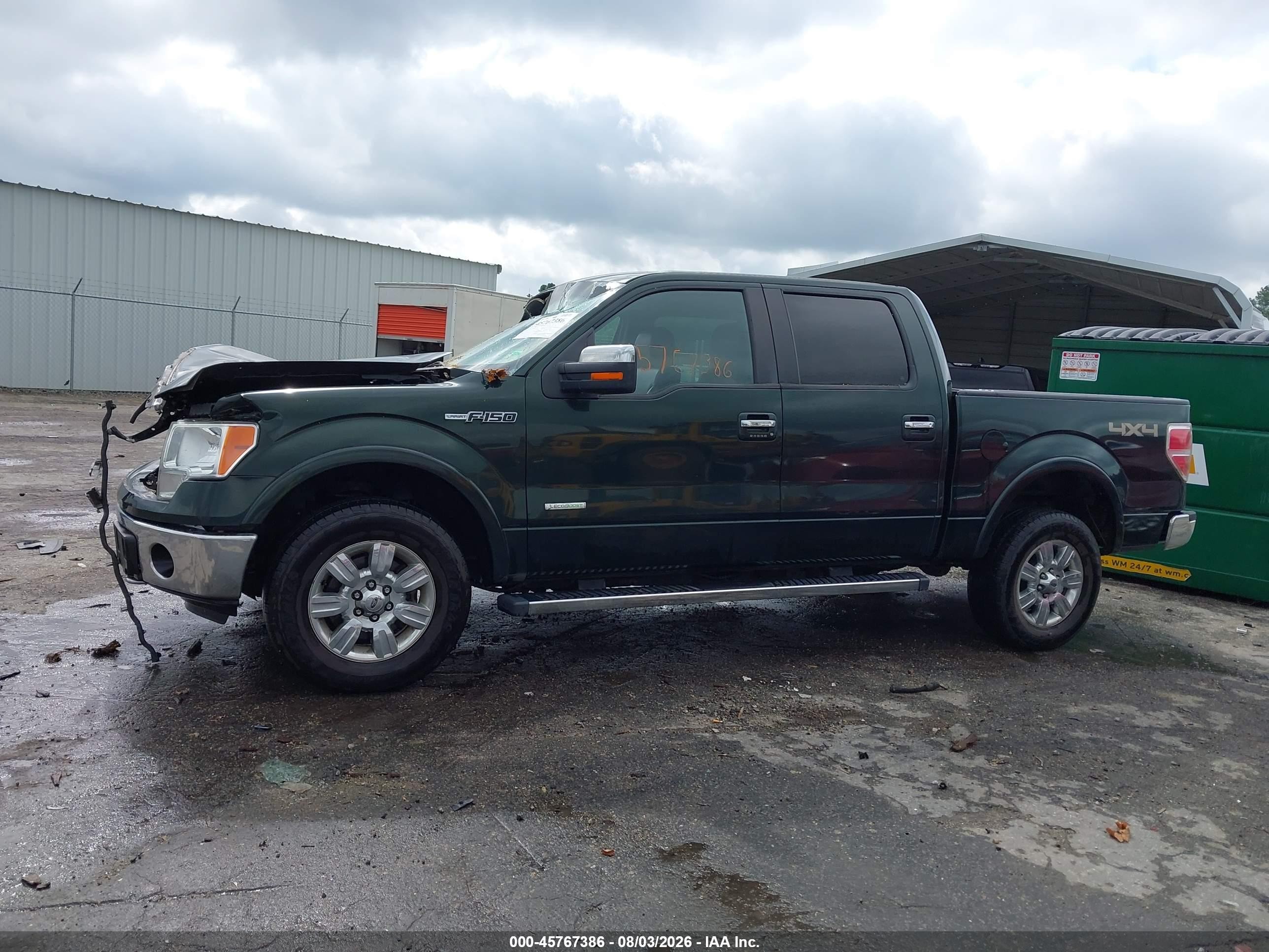 2012 Ford F-150 Lariat Green vin: 1FTFW1ET0CFB00554