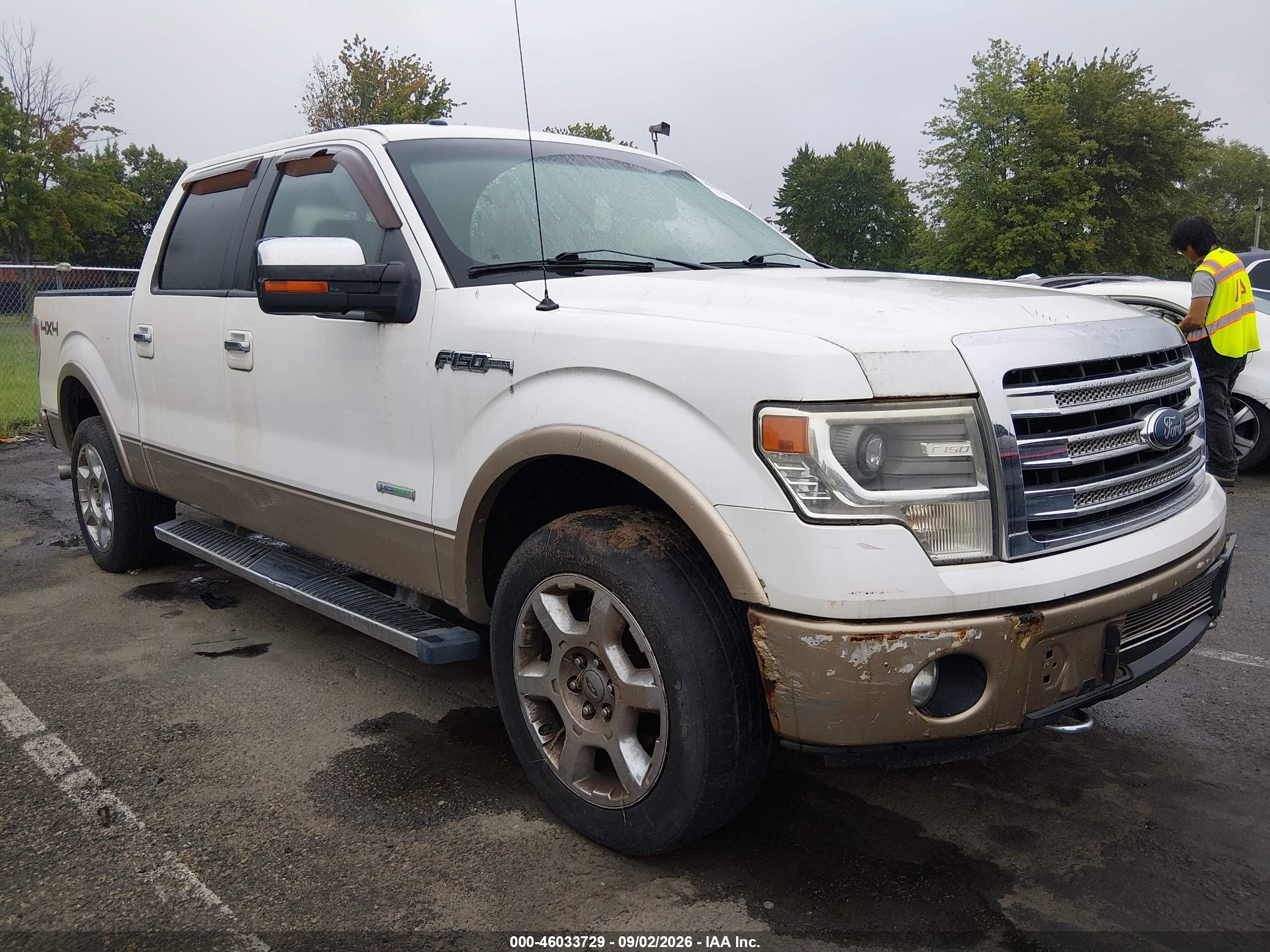 2013 Ford F-150 Lariat White vin: 1FTFW1ET0DFA41491