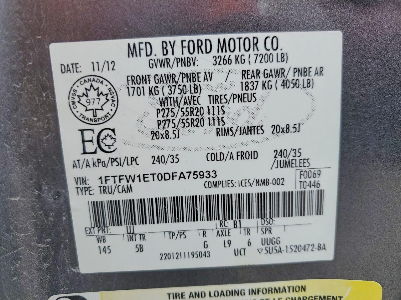2013 Ford F150 Supercrew Gray vin: 1FTFW1ET0DFA75933