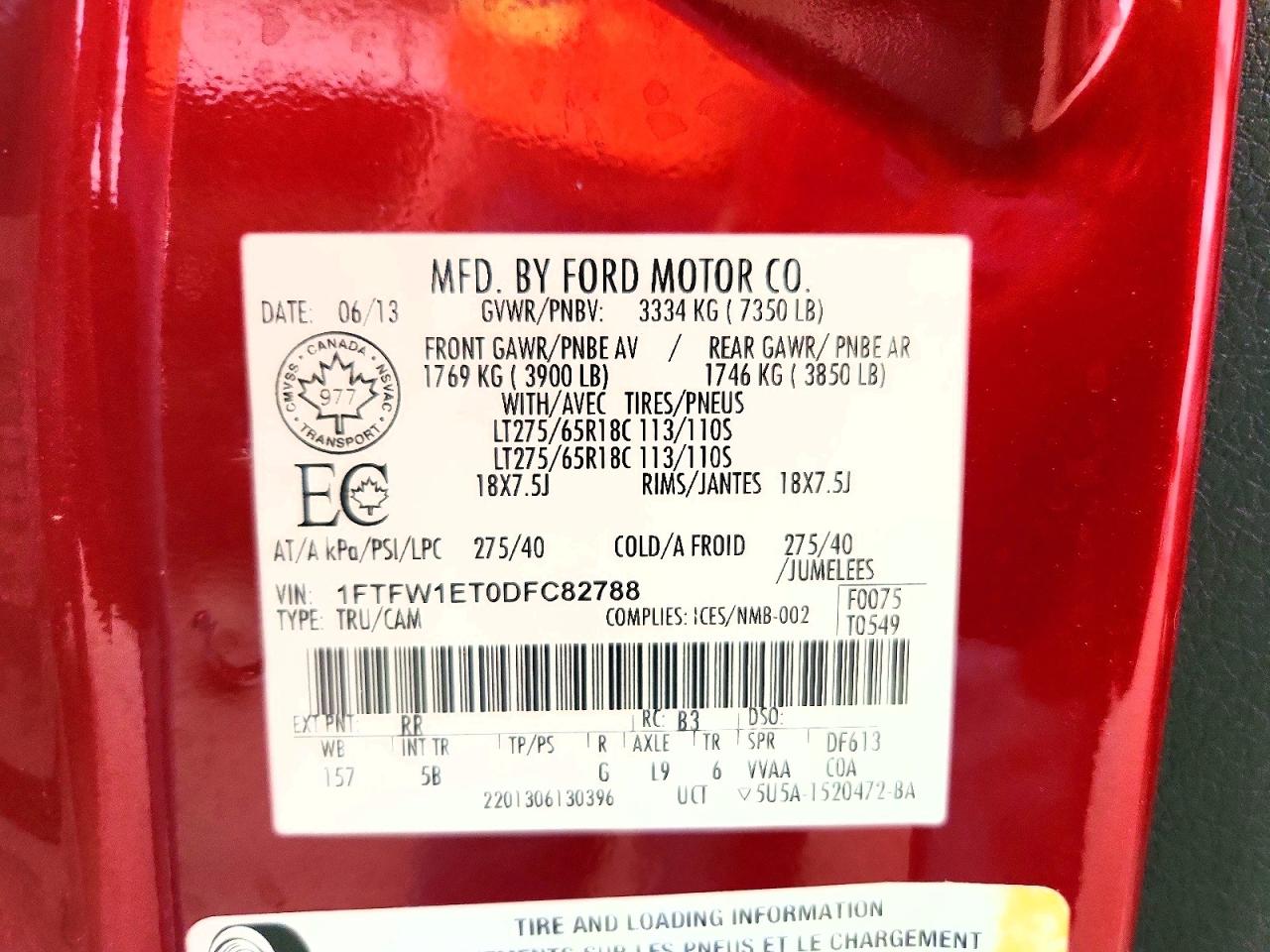 2013 Ford F-150 Burgundy vin: 1FTFW1ET0DFC82788