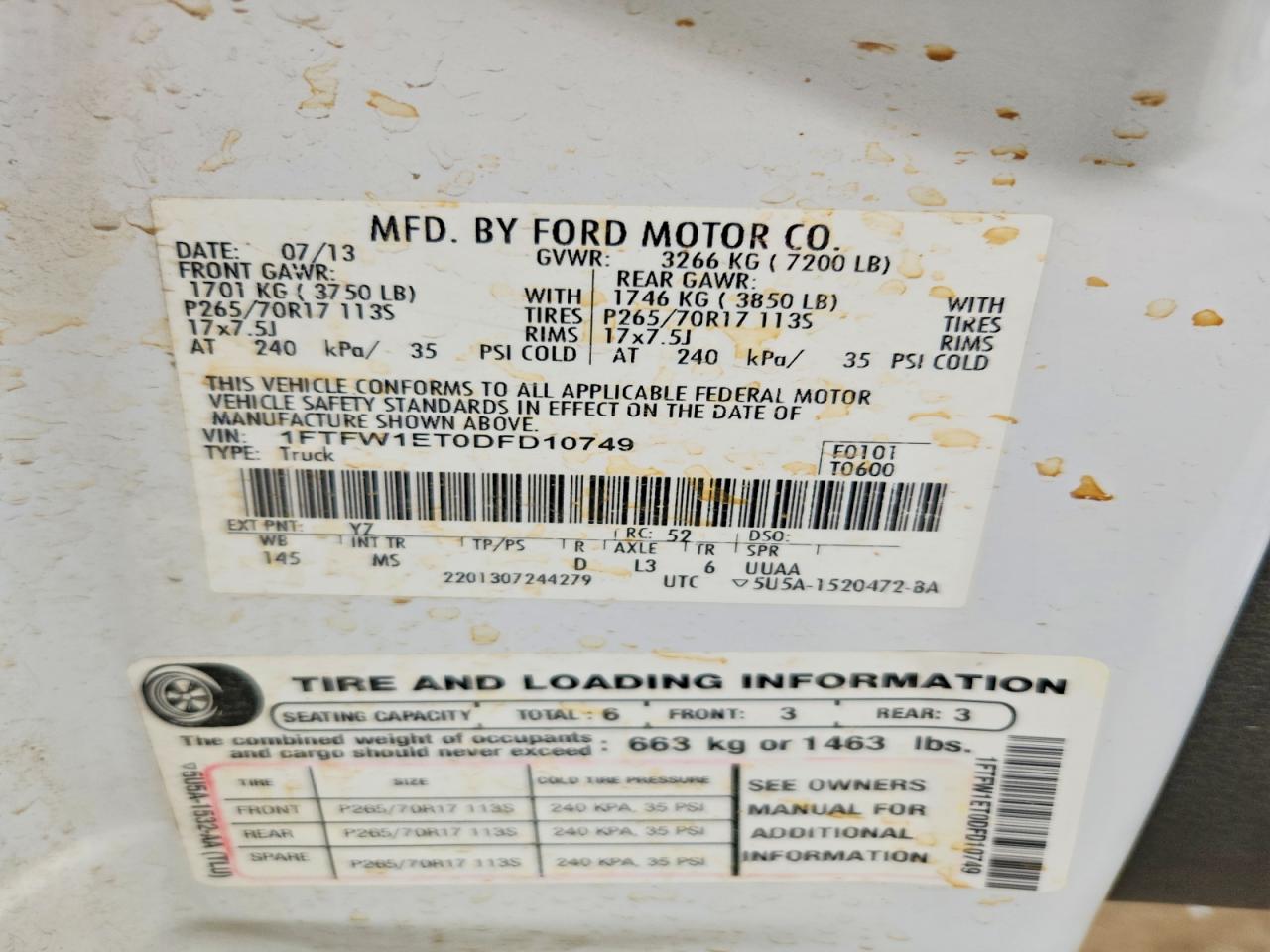 2013 Ford F150 Supercrew White vin: 1FTFW1ET0DFD10749