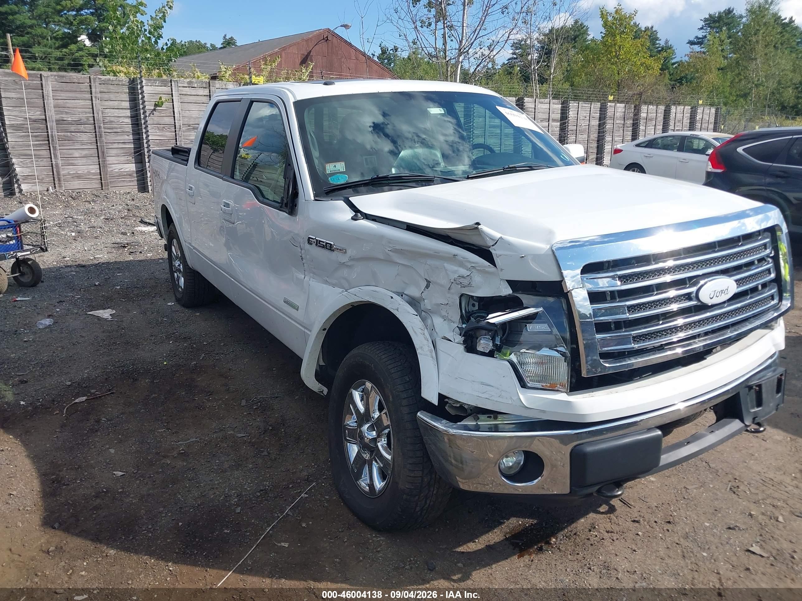 2013 Ford F-150 Lariat White vin: 1FTFW1ET0DFD14722