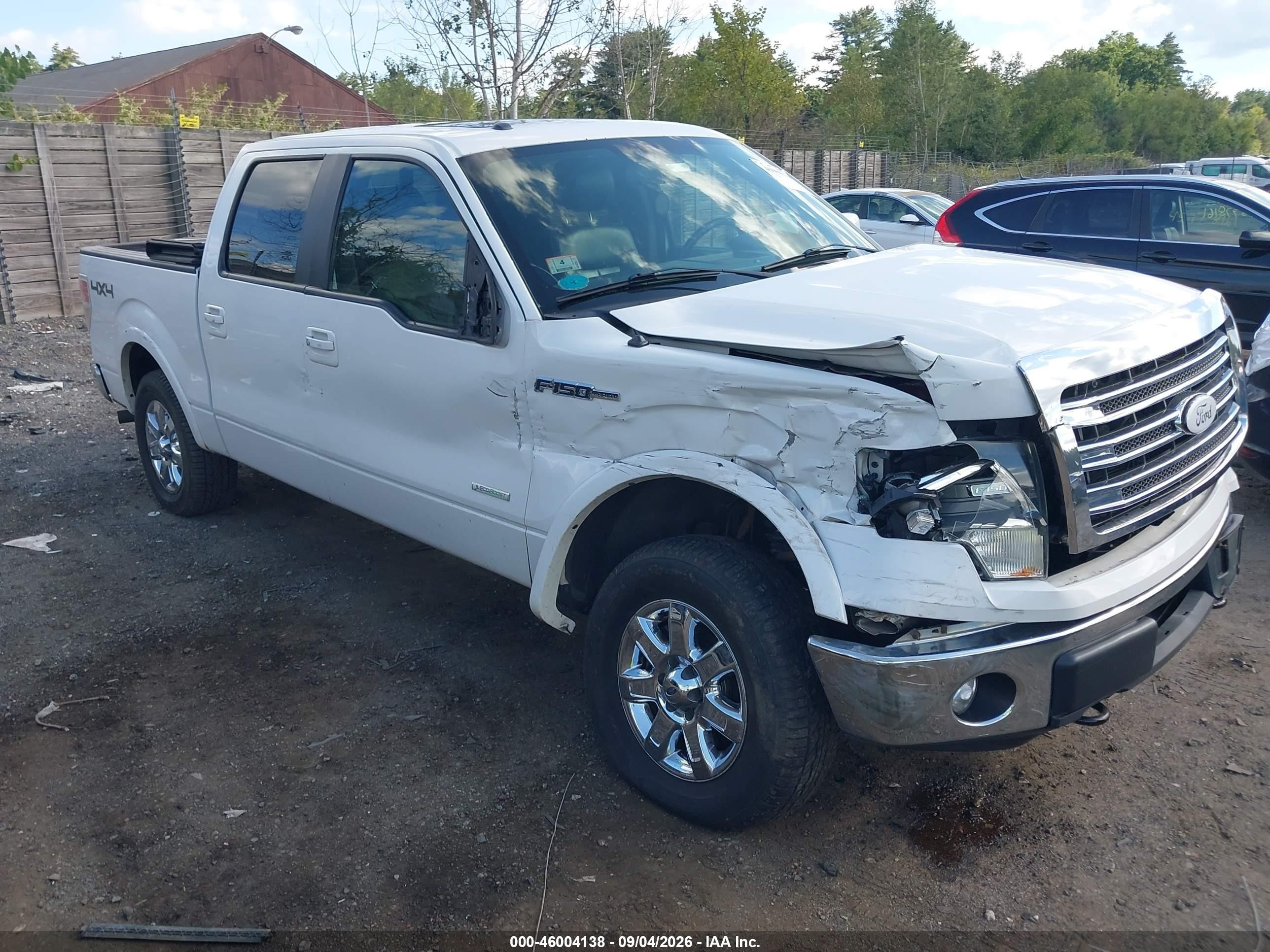 2013 Ford F-150 Lariat White vin: 1FTFW1ET0DFD14722