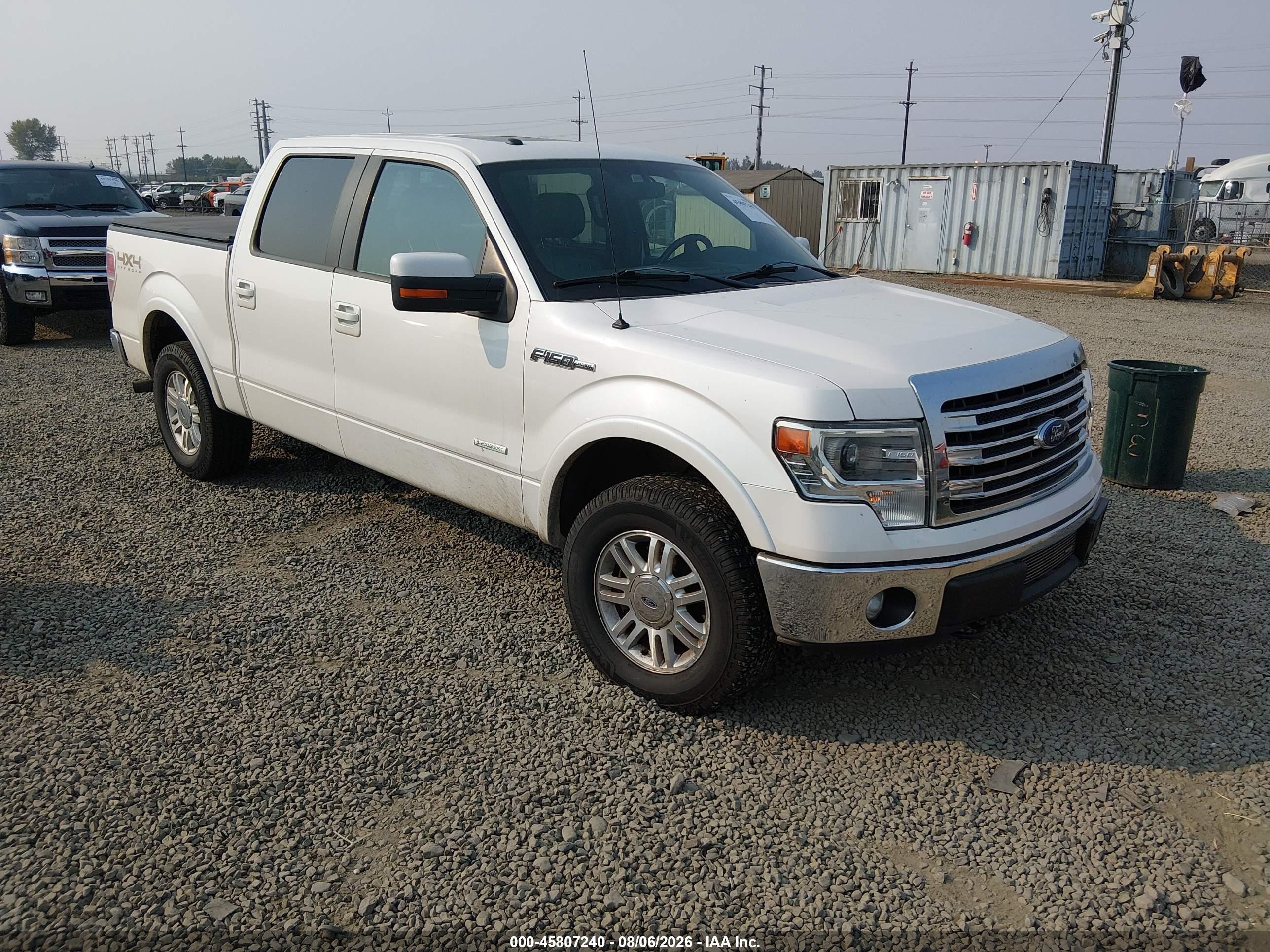 2013 Ford F-150 Lariat White vin: 1FTFW1ET0DFD49180