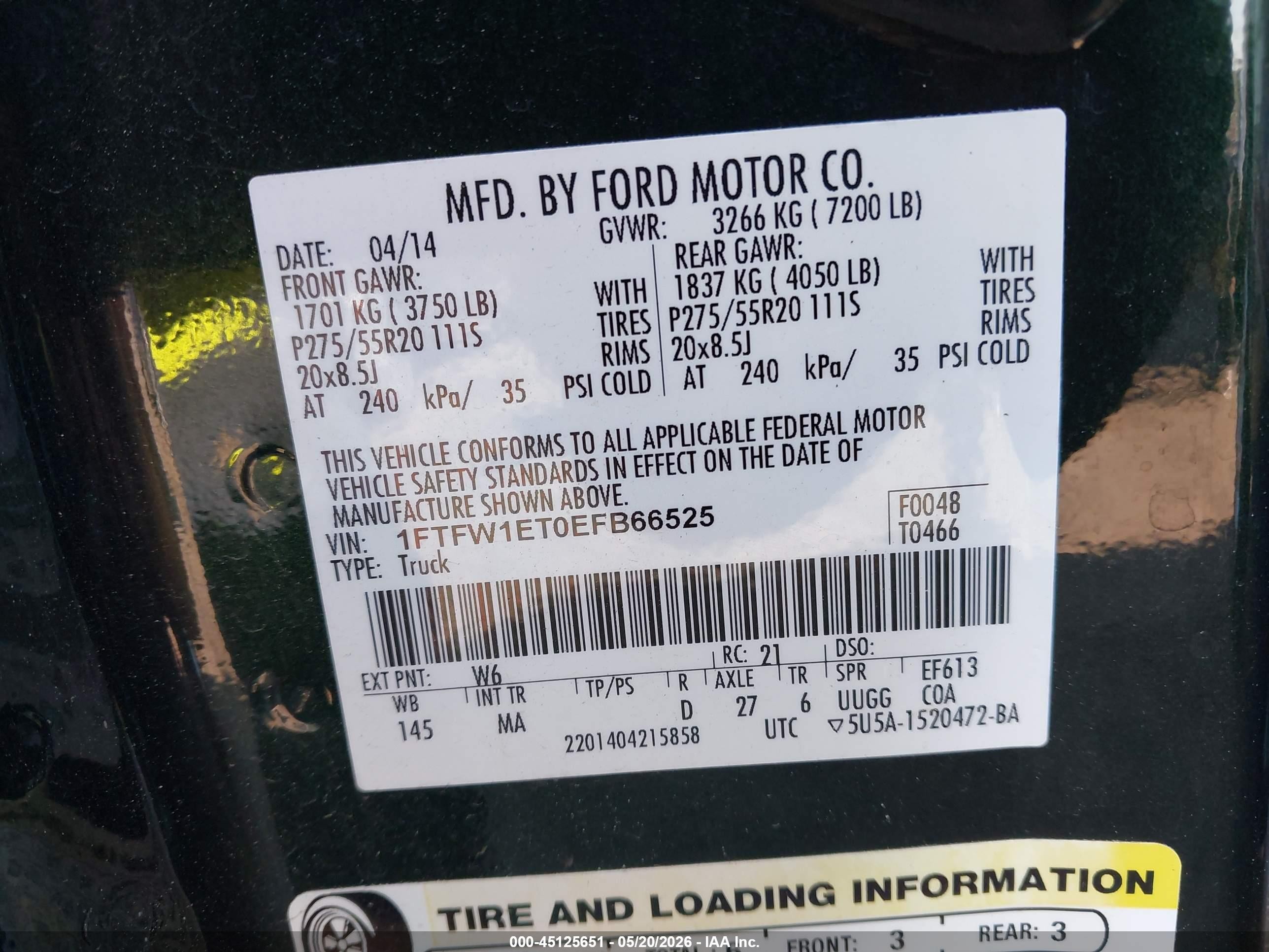 2014 Ford F-150 Xlt Зеленый vin: 1FTFW1ET0EFB66525
