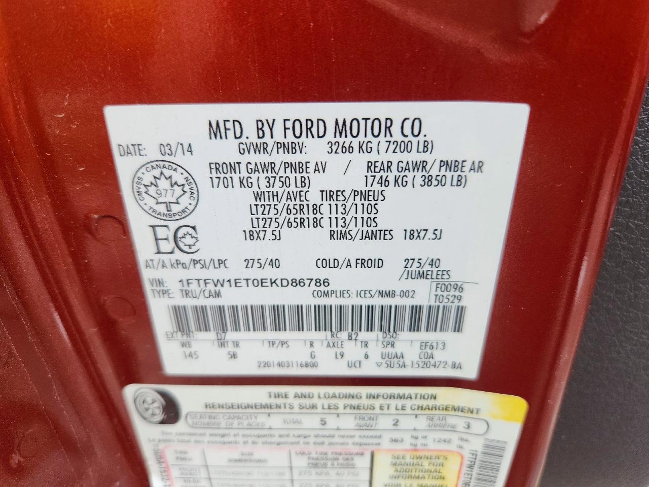 2014 Ford F150 Supercrew Orange vin: 1FTFW1ET0EKD86786