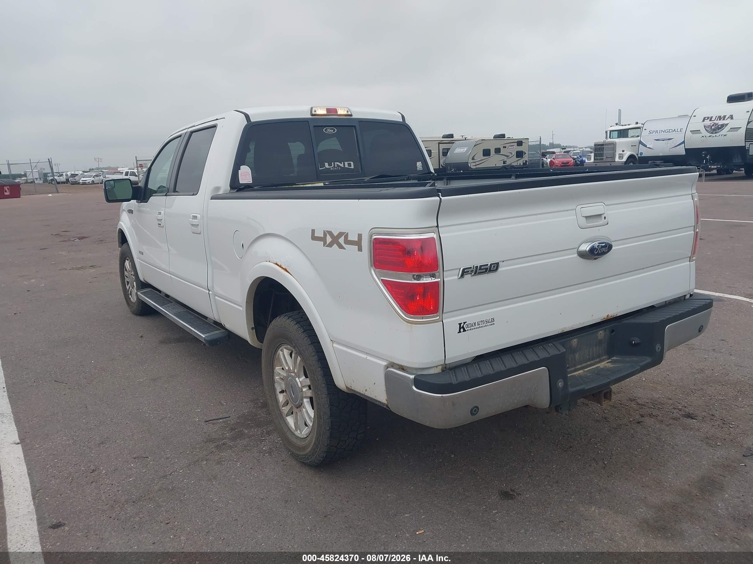 2011 Ford F-150 Lariat White vin: 1FTFW1ET1BFC72428