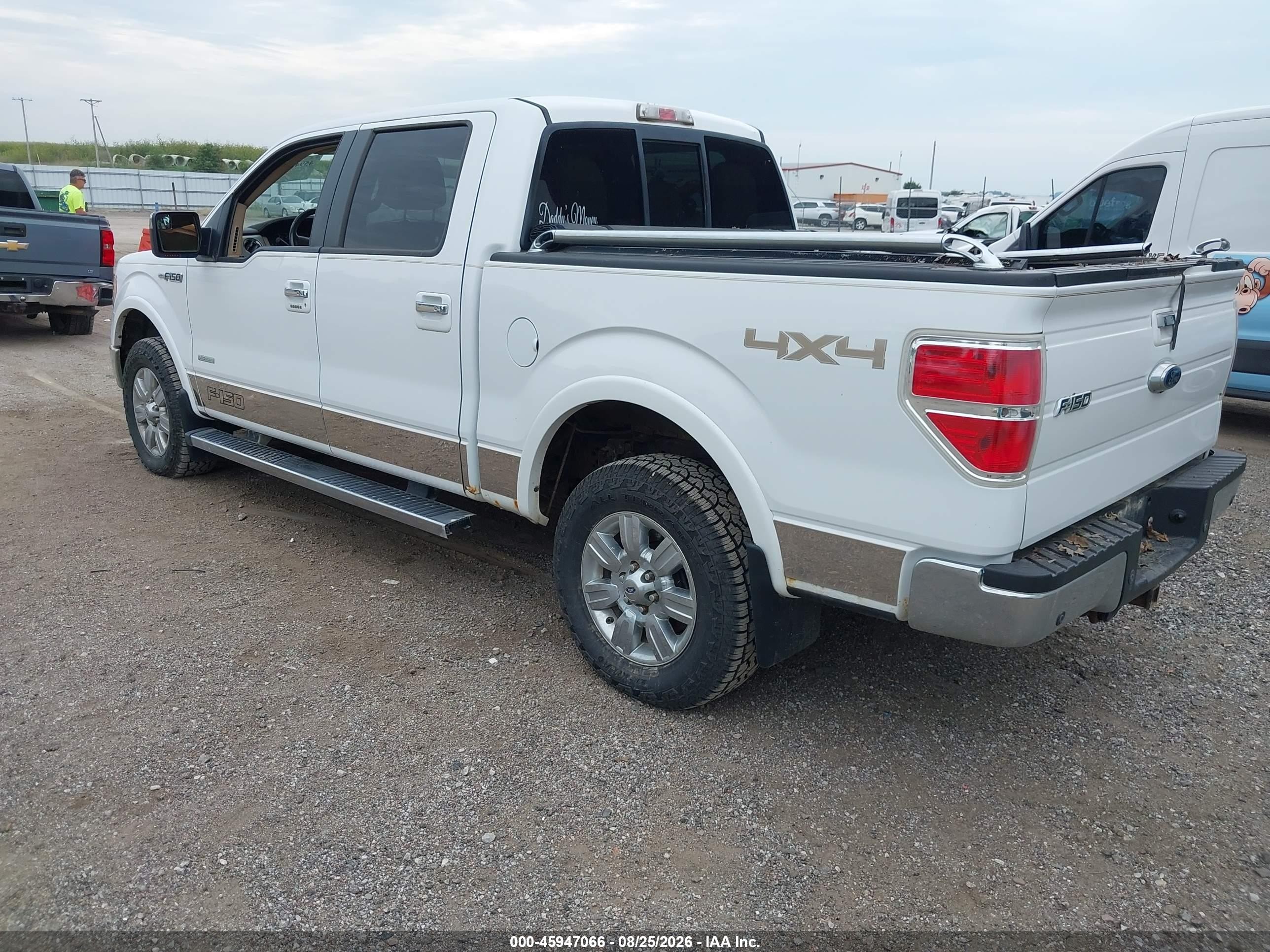 2012 Ford F-150 Lariat White vin: 1FTFW1ET1CFA05355