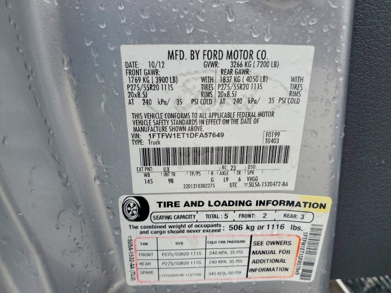 2013 Ford F150 Supercrew Silver vin: 1FTFW1ET1DFA57649