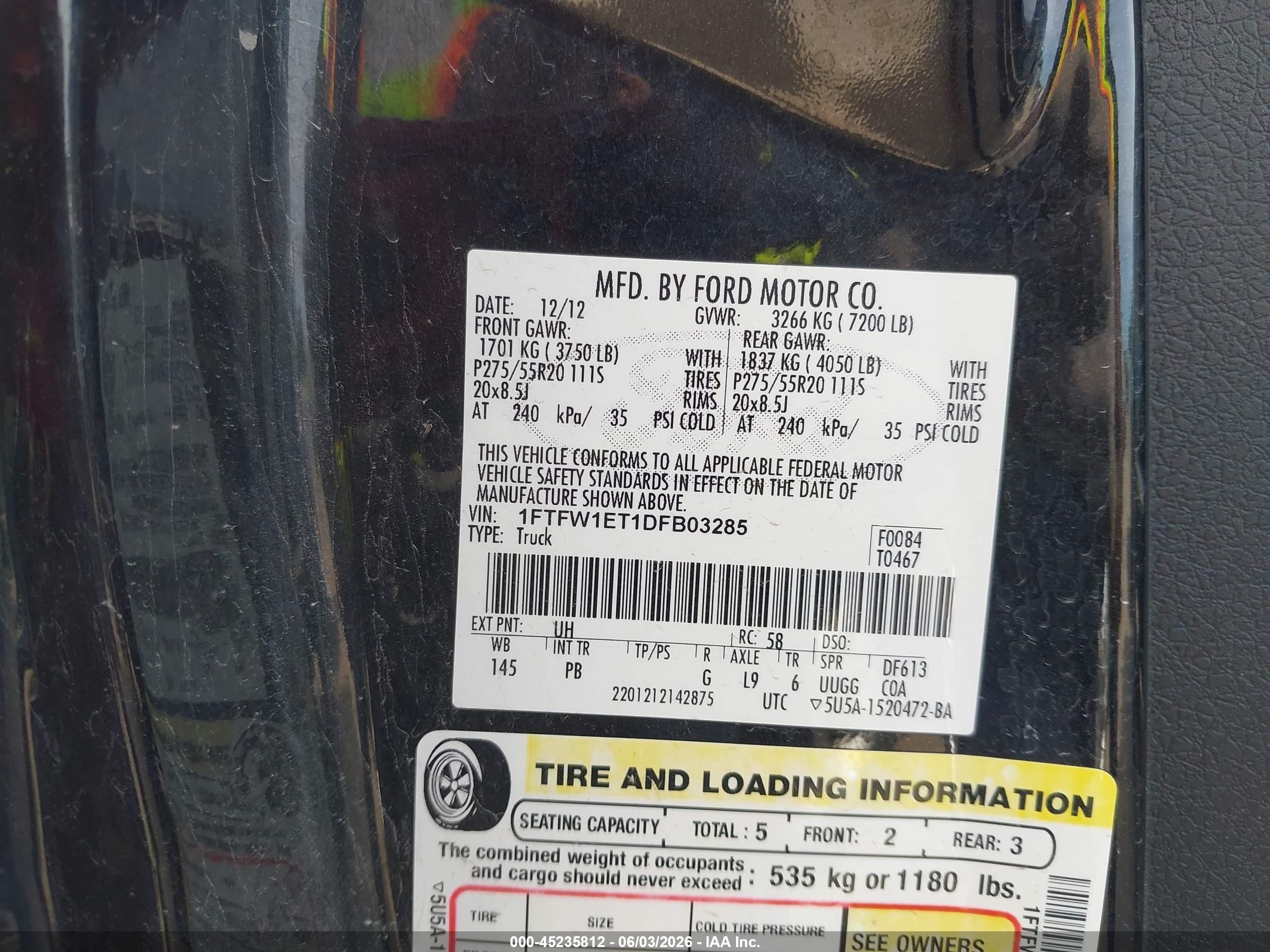 2013 Ford F-150 Platinum Black vin: 1FTFW1ET1DFB03285