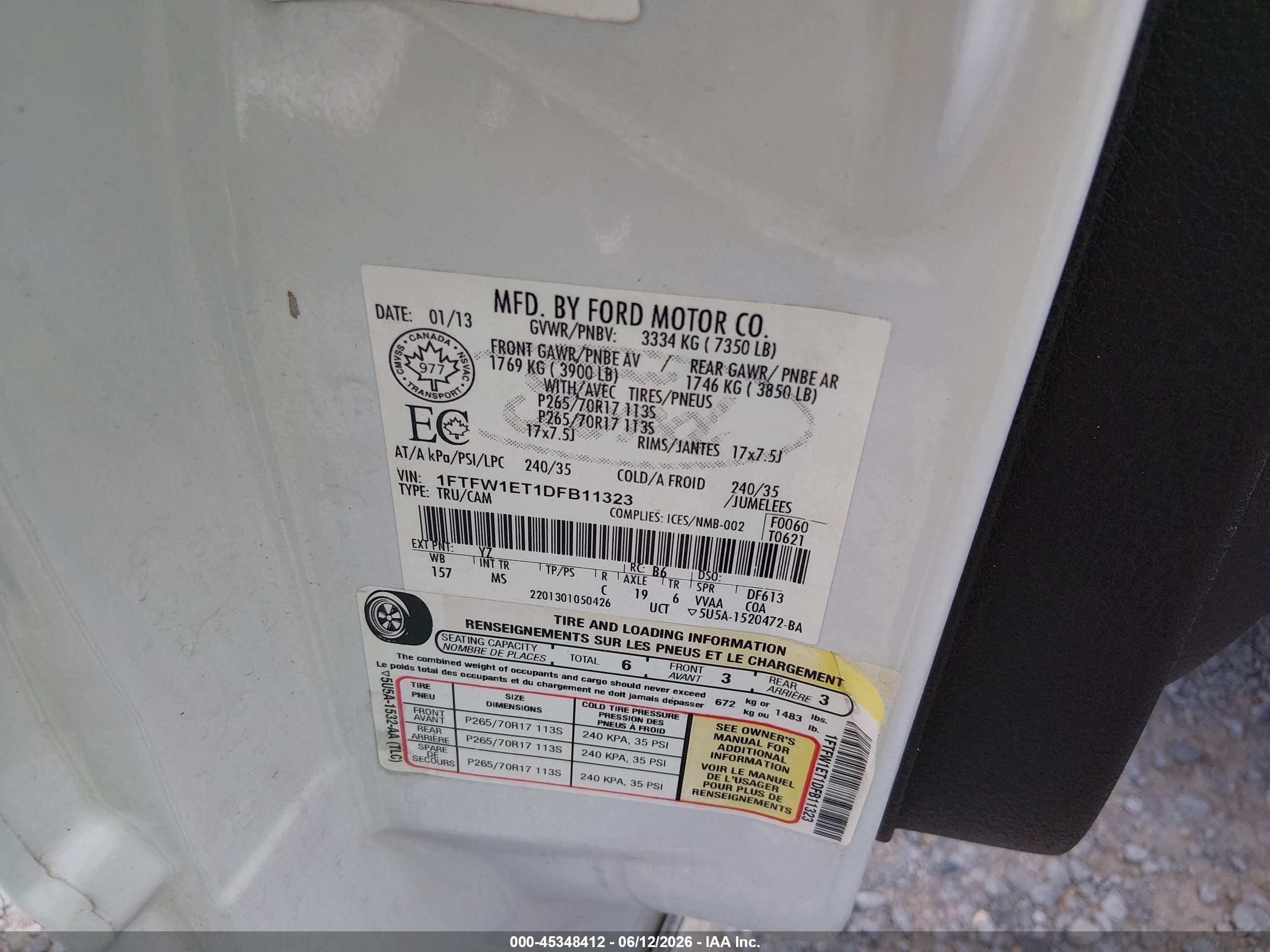 2013 Ford F-150 Xlt Белый vin: 1FTFW1ET1DFB11323
