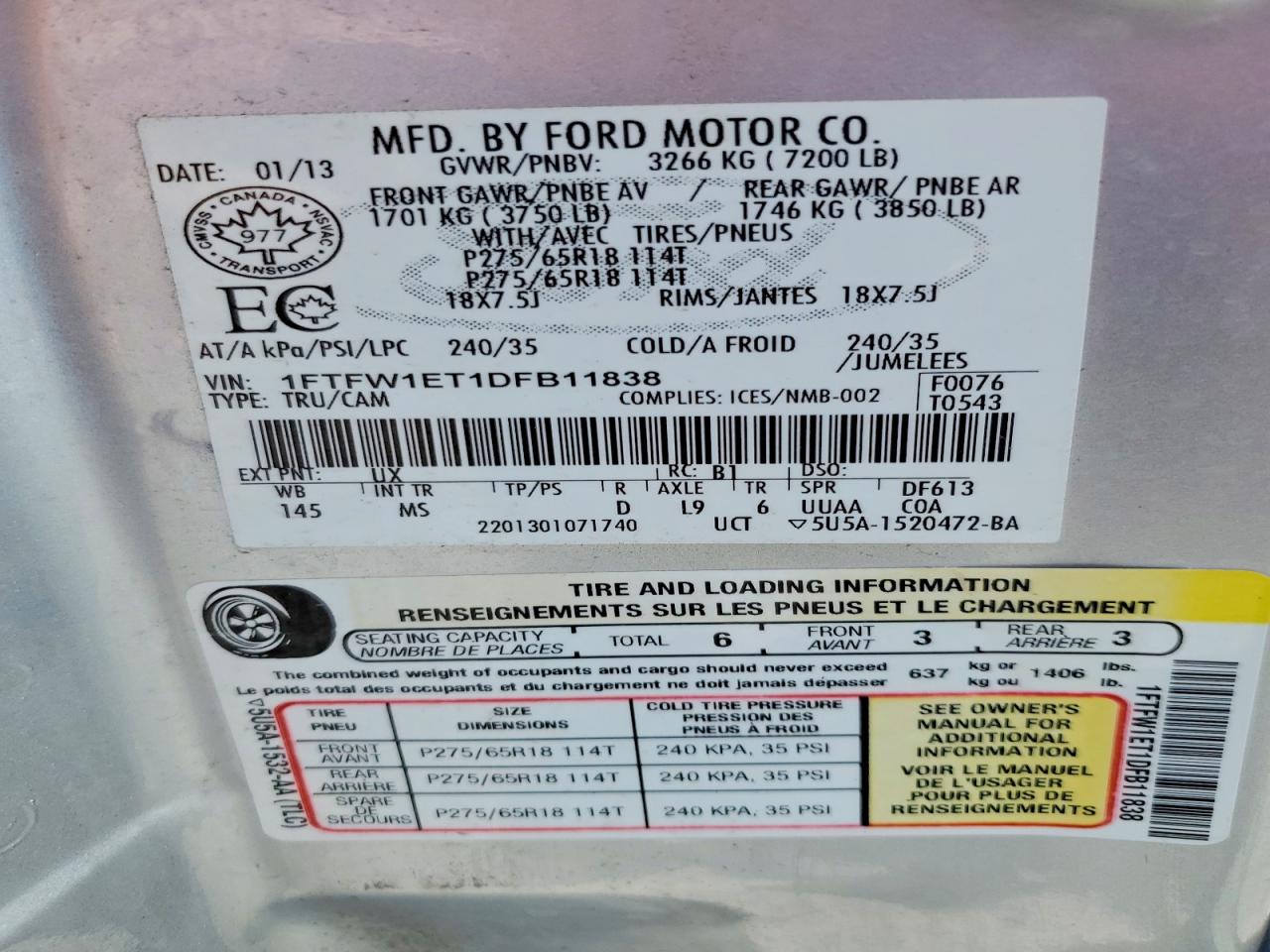 2013 Ford F150 Supercrew Silver vin: 1FTFW1ET1DFB11838