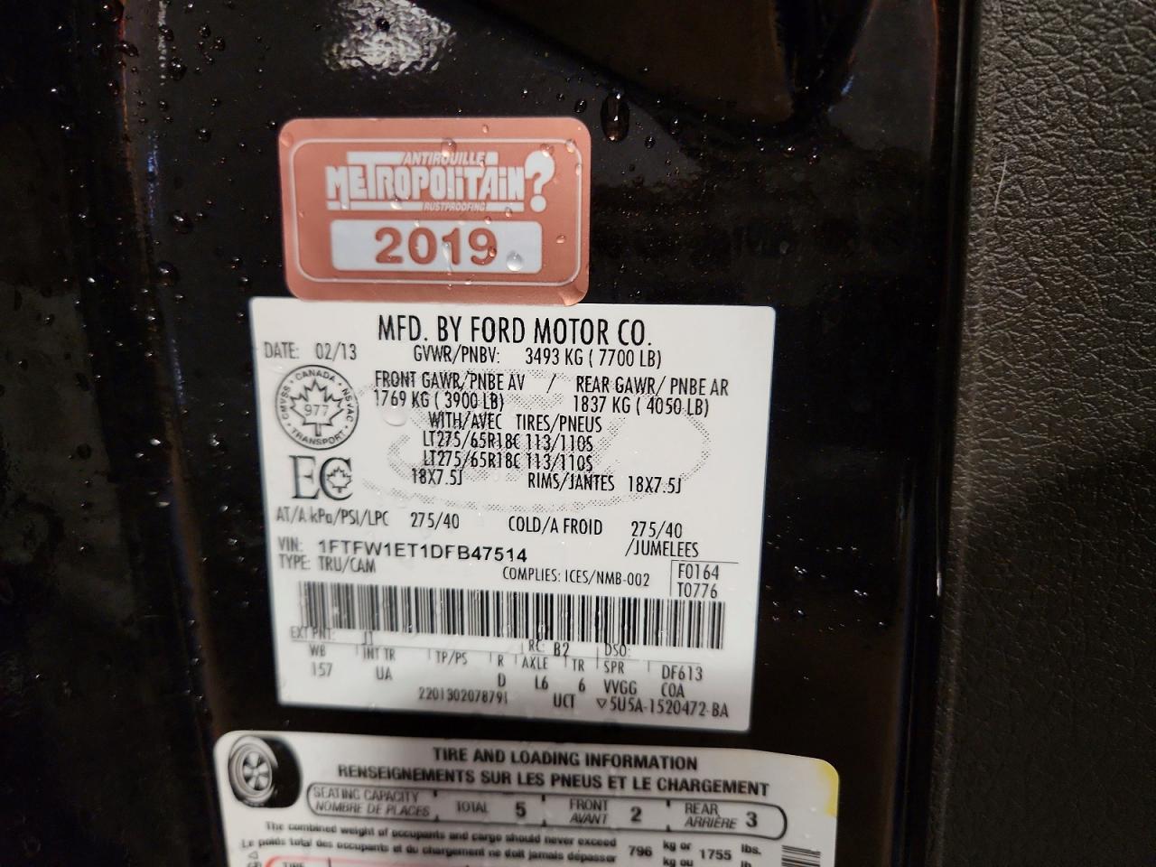 2013 Ford F150 Supercrew Black vin: 1FTFW1ET1DFB47514