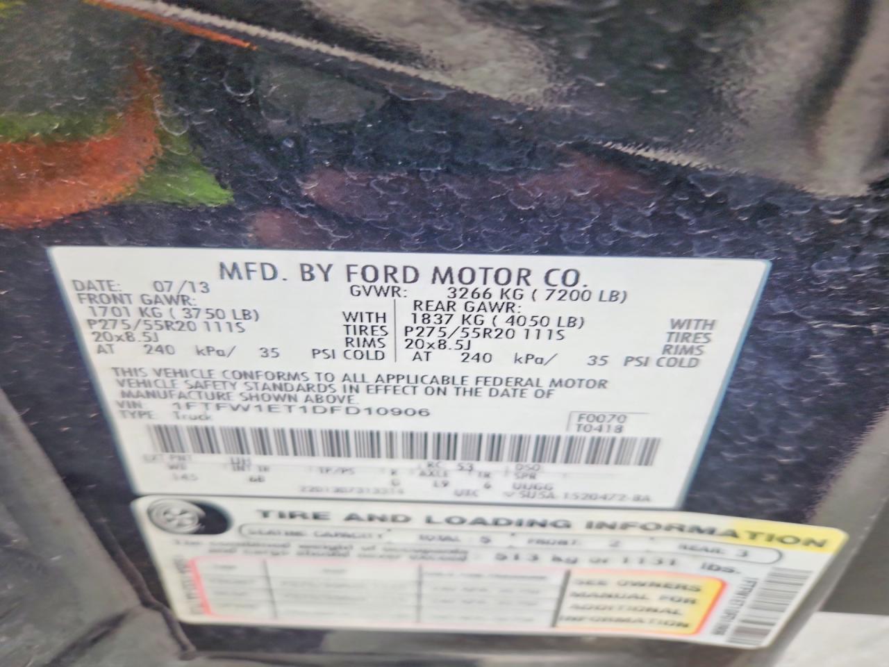 2013 Ford F-150 Supercrew Black vin: 1FTFW1ET1DFD10906
