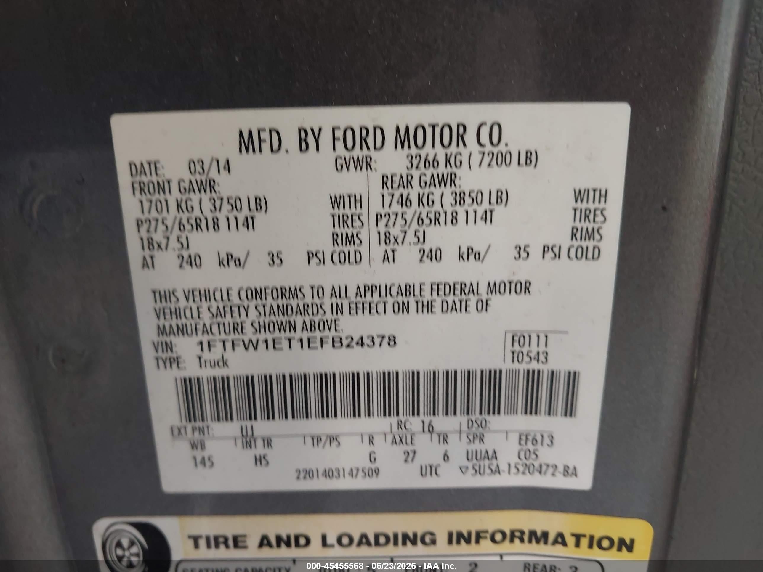 2014 Ford F-150 Lariat Gray vin: 1FTFW1ET1EFB24378
