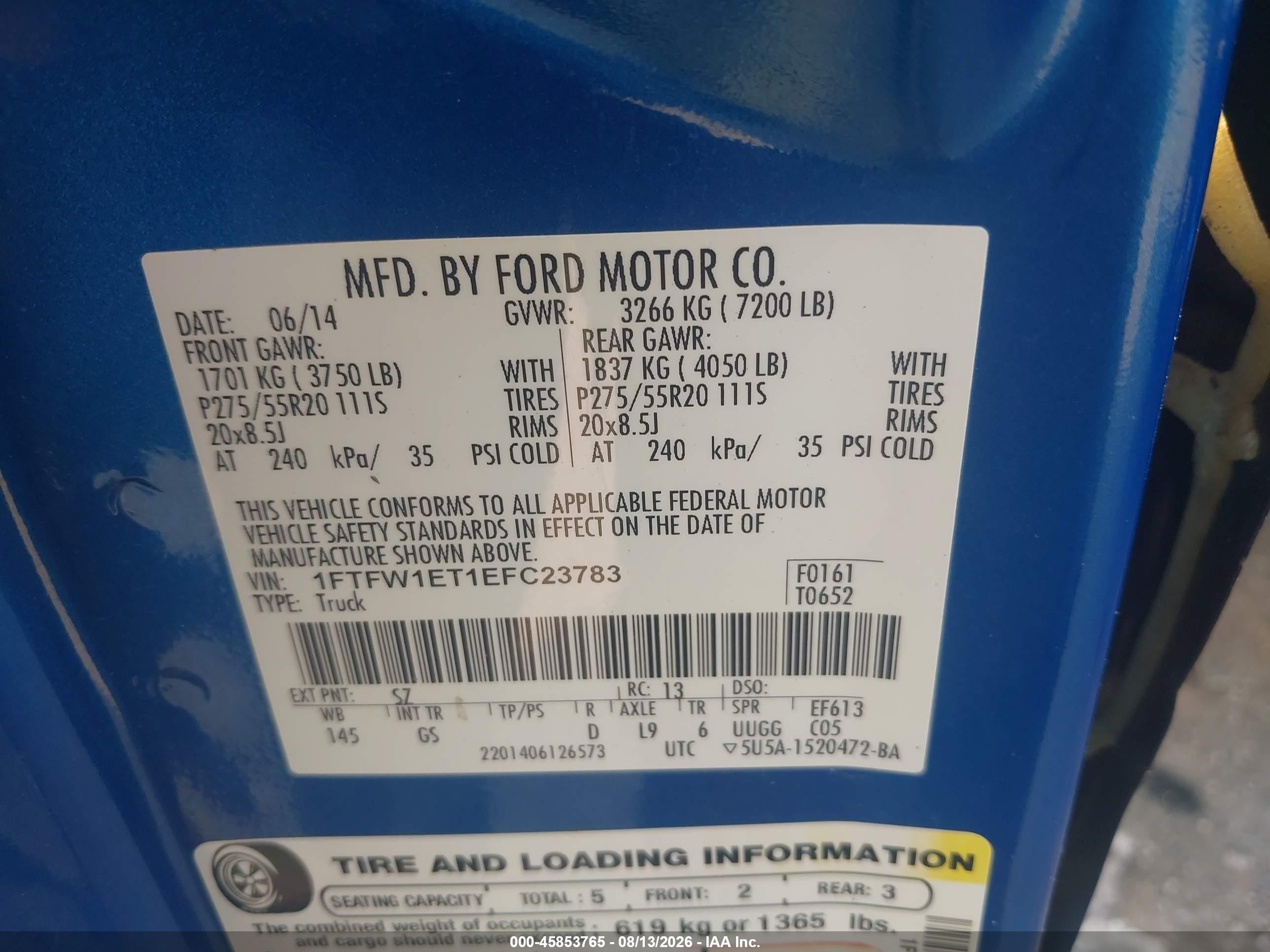 2014 Ford F-150 Xlt Синий vin: 1FTFW1ET1EFC23783