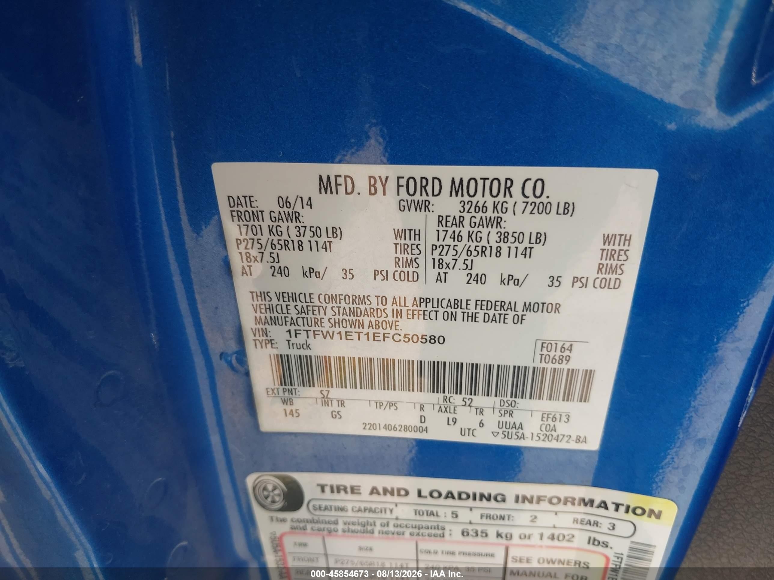 2014 Ford F-150 Xlt Синий vin: 1FTFW1ET1EFC50580