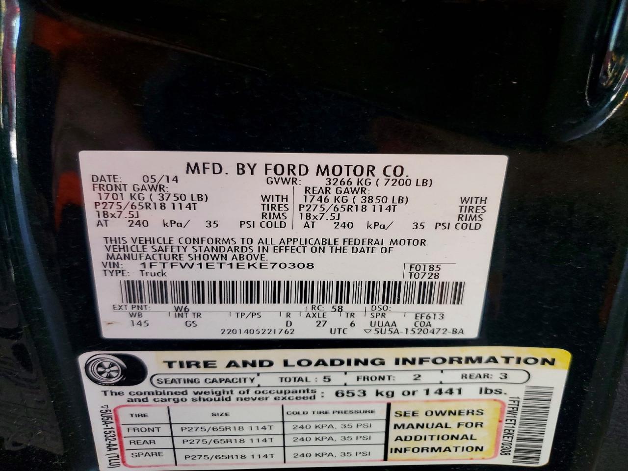 2014 Ford F150 Supercrew Green vin: 1FTFW1ET1EKE70308