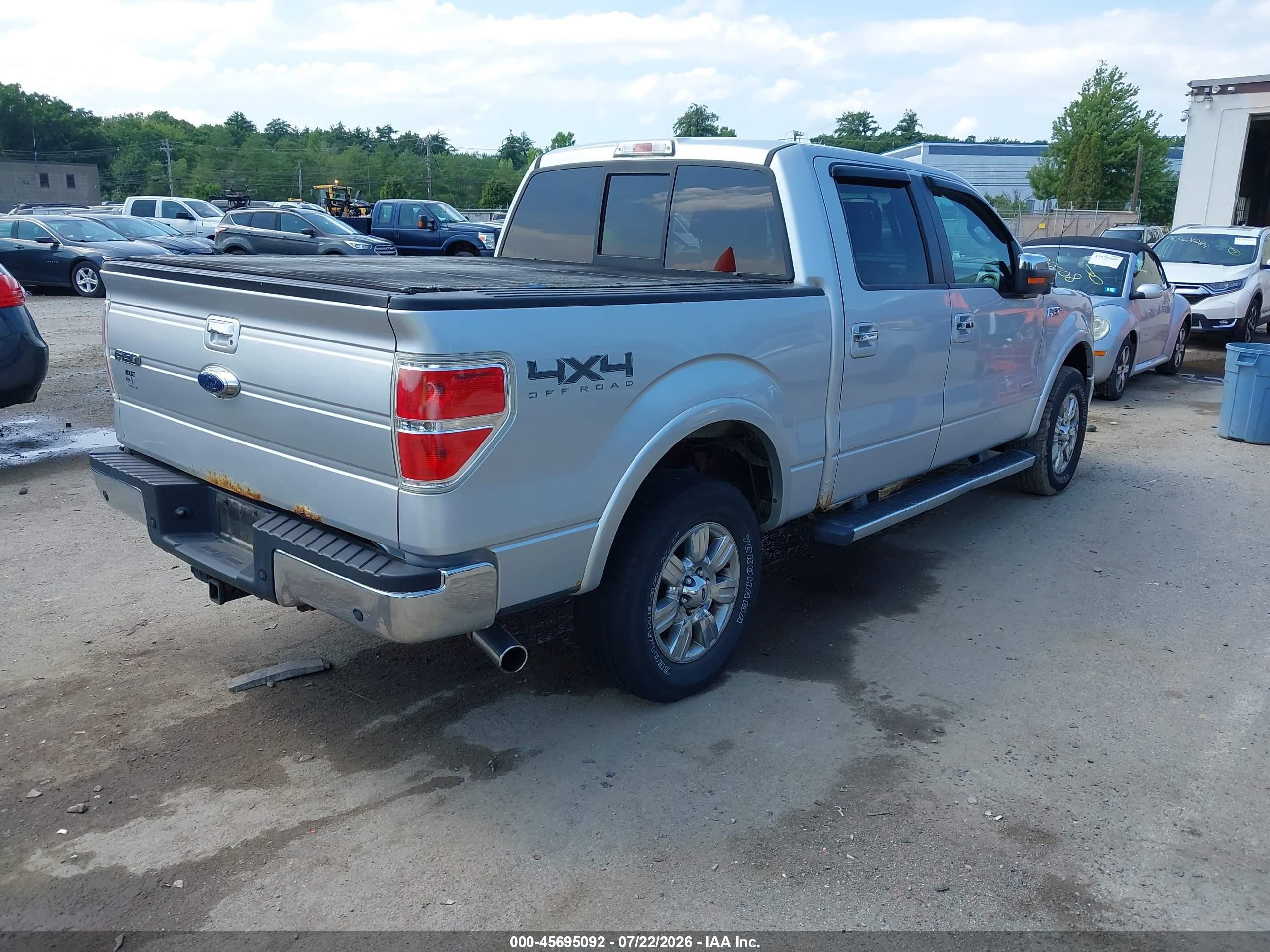 2012 Ford F-150 Lariat White vin: 1FTFW1ET2CFB44832