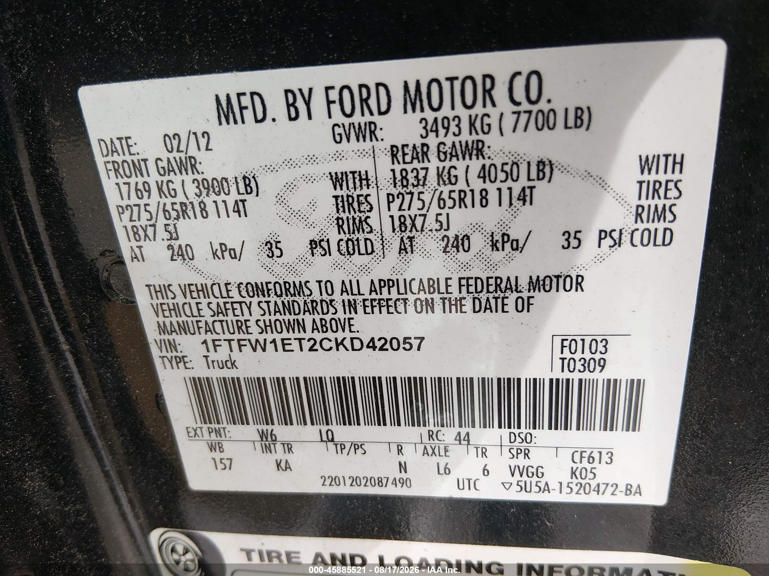 2012 Ford F-150 King Ranch Green vin: 1FTFW1ET2CKD42057