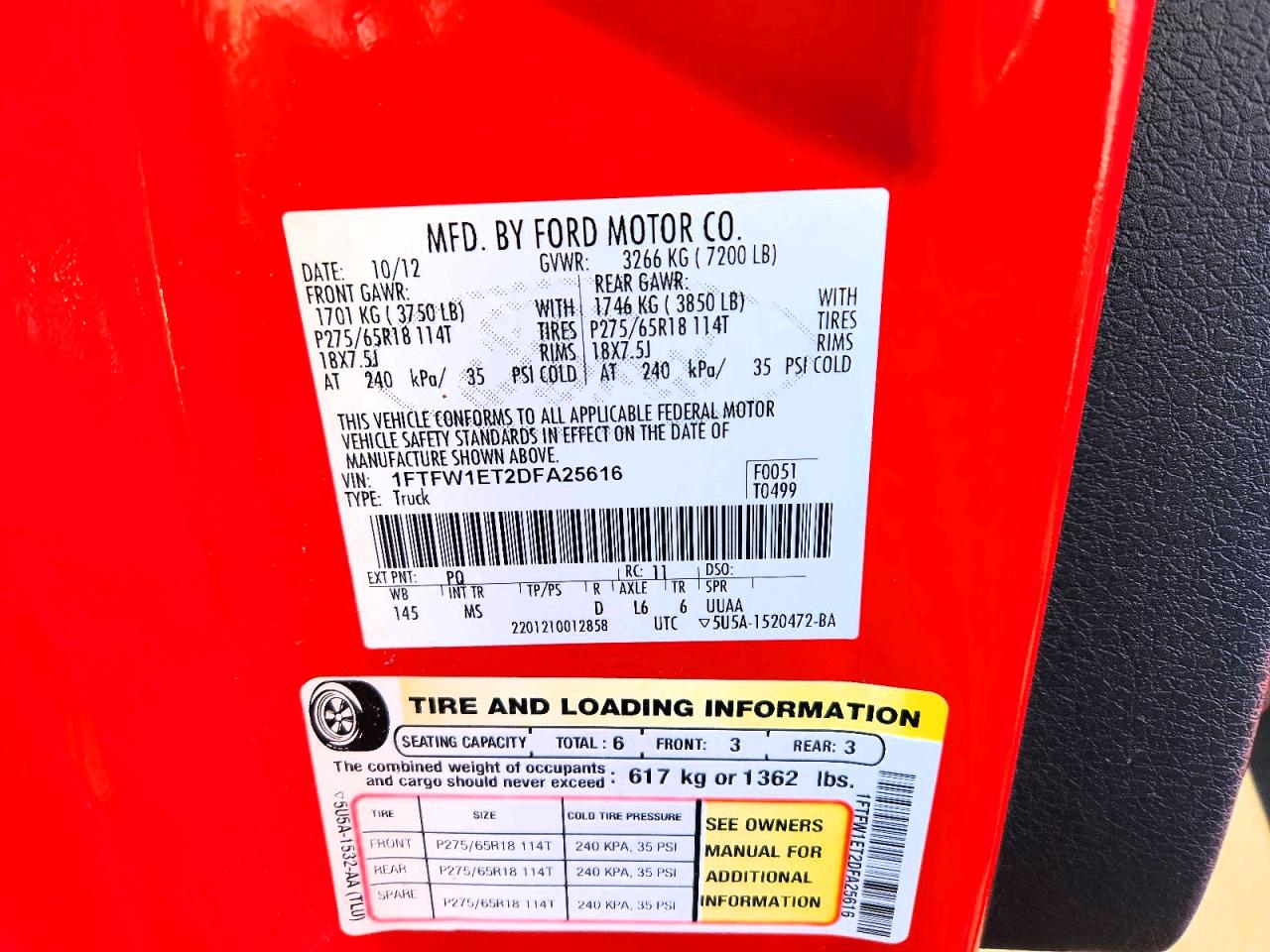 2013 Ford F150 Supercrew Red vin: 1FTFW1ET2DFA25616