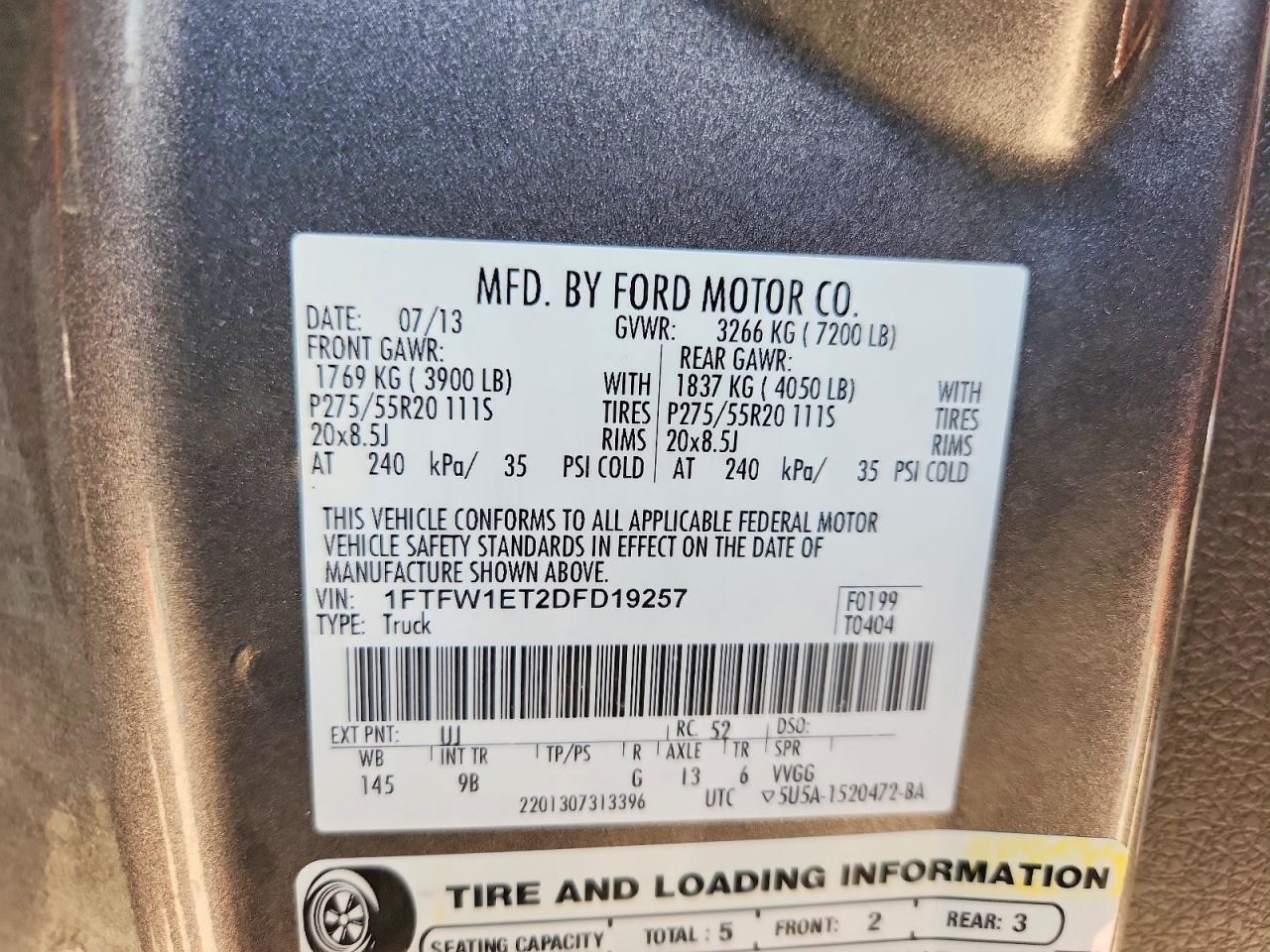2013 Ford F150 Supercrew Gray vin: 1FTFW1ET2DFD19257