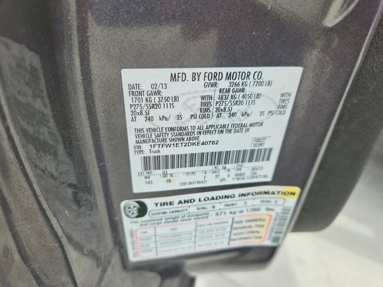 2013 Ford F150 Supercrew Gray vin: 1FTFW1ET2DKE40782