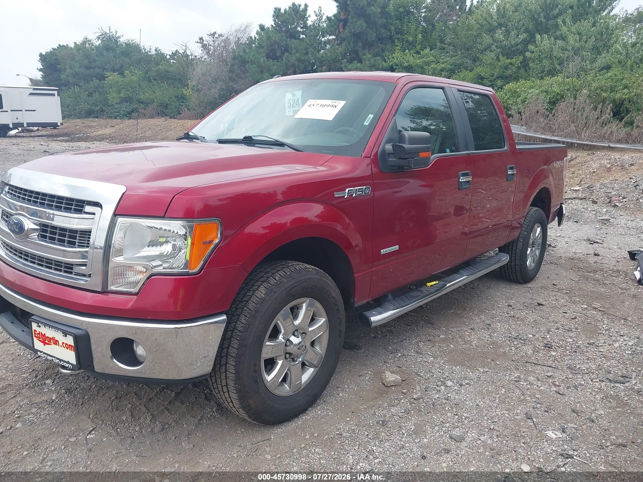 2013 Ford F-150 Xlt Red vin: 1FTFW1ET2DKE87455