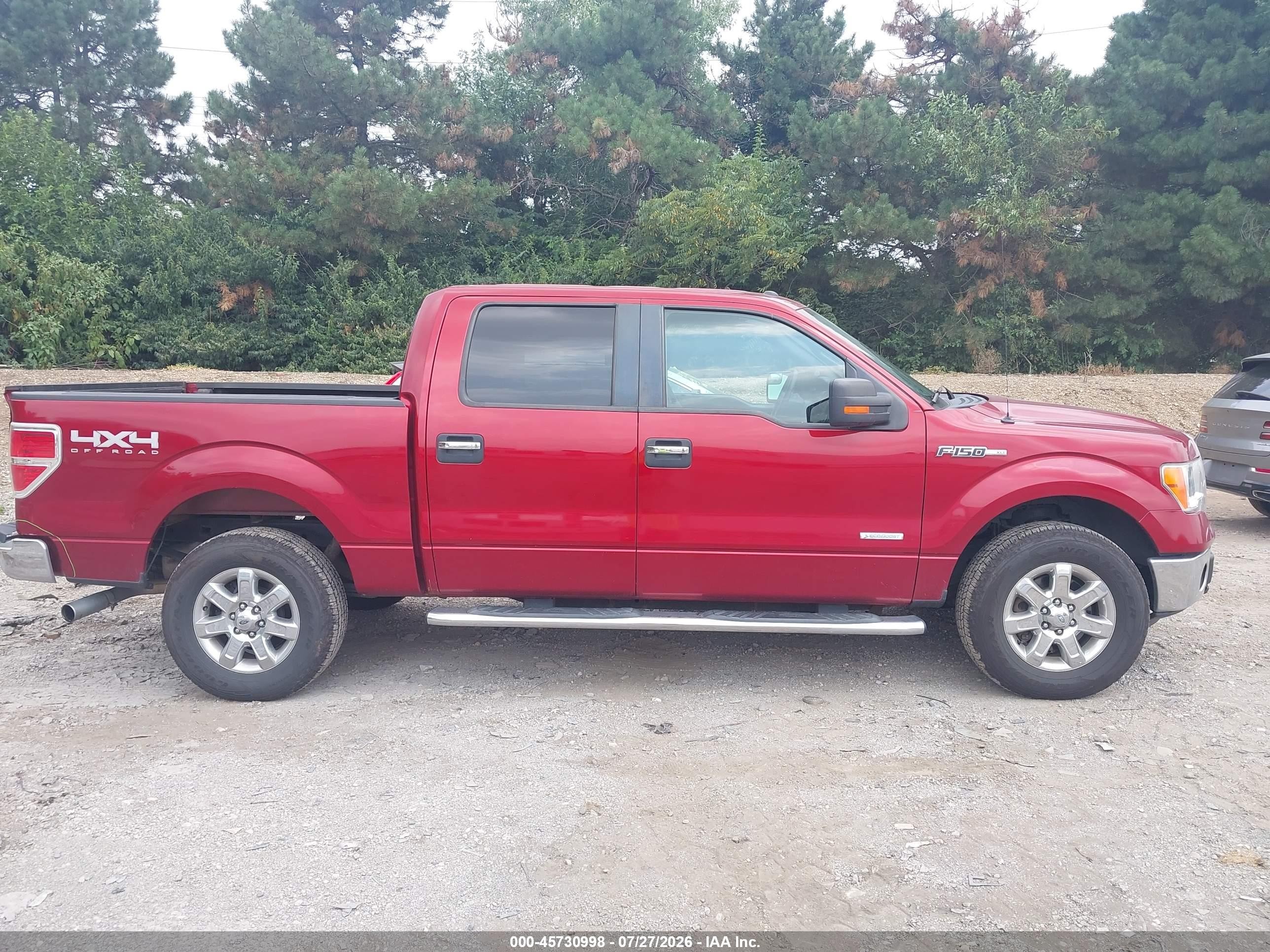 2013 Ford F-150 Xlt Red vin: 1FTFW1ET2DKE87455