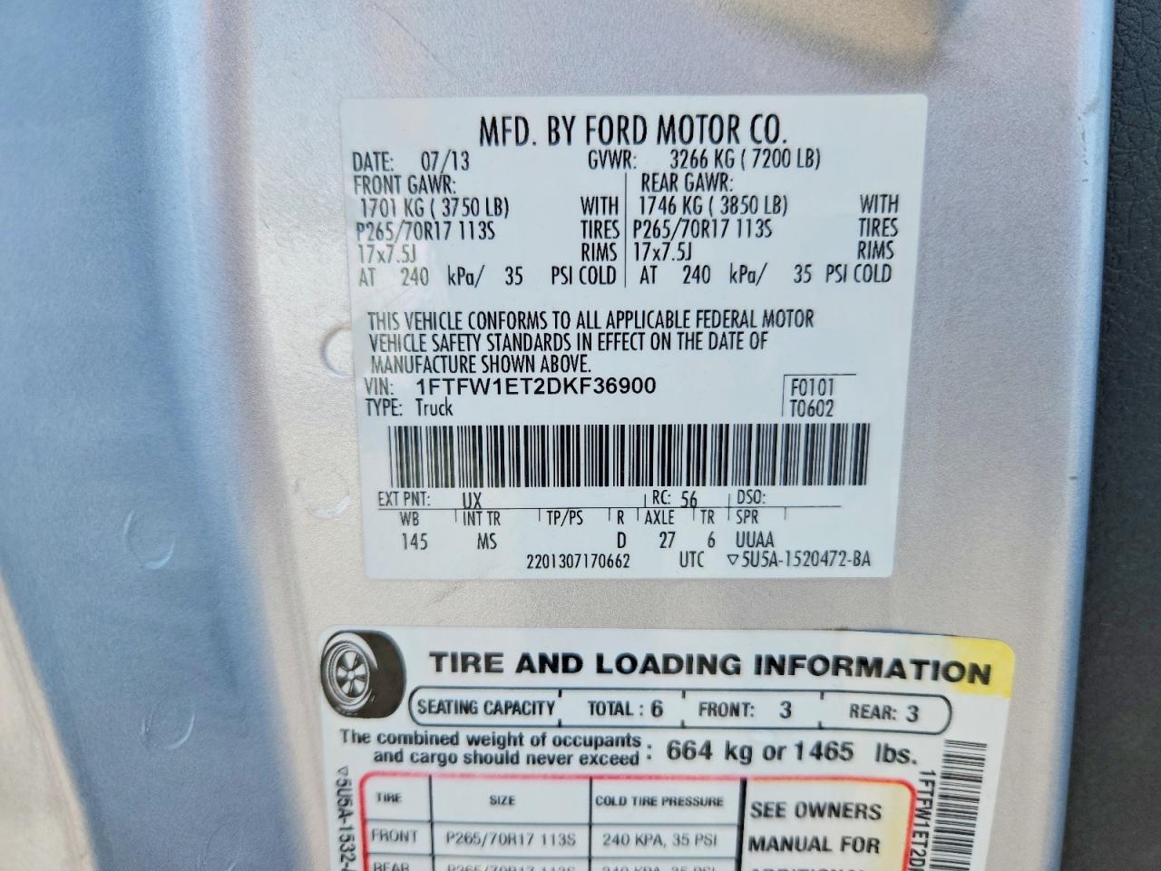 2013 Ford F150 Supercrew Silver vin: 1FTFW1ET2DKF36900
