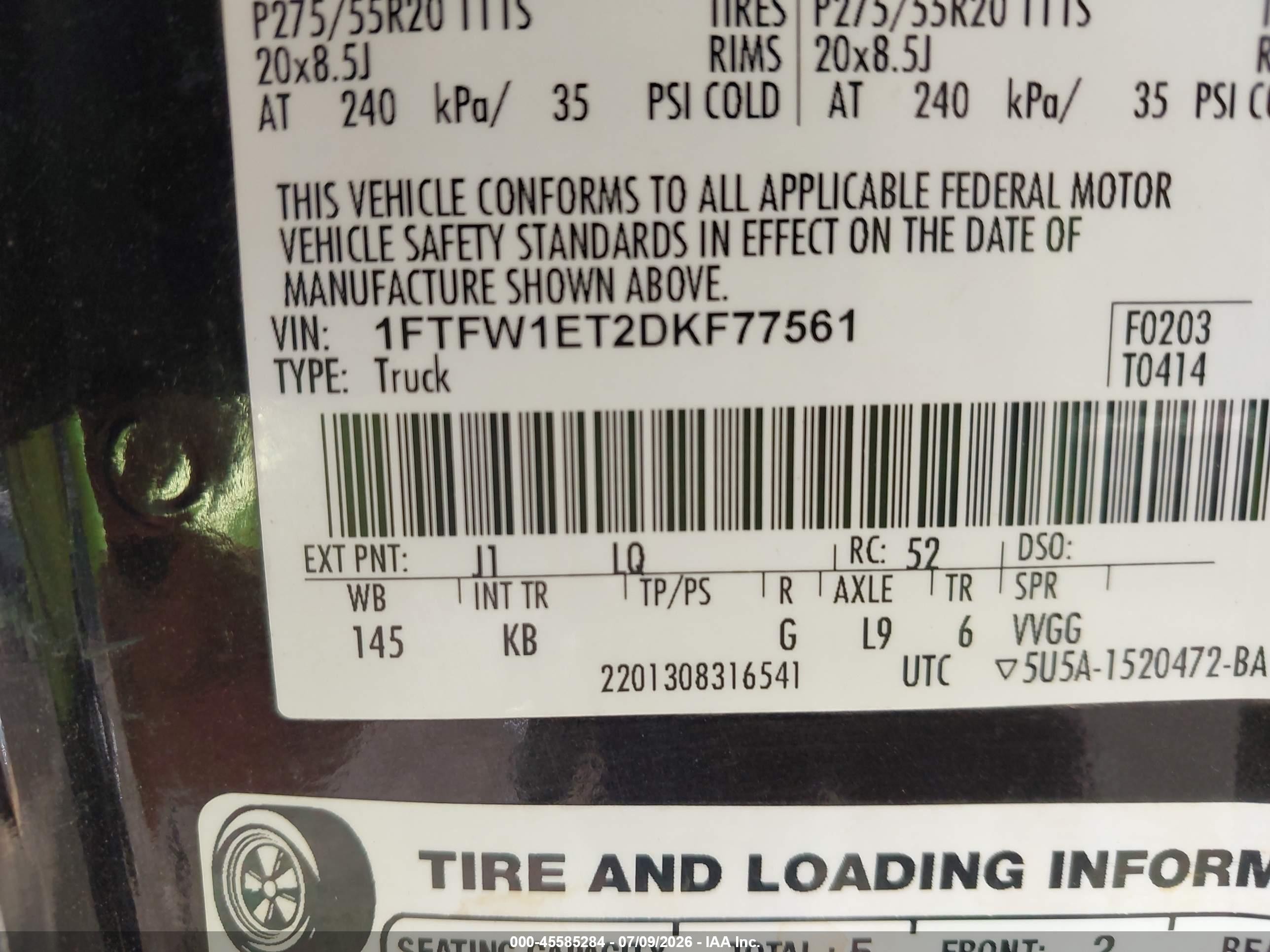 2013 Ford F-150 King Ranch Black vin: 1FTFW1ET2DKF77561