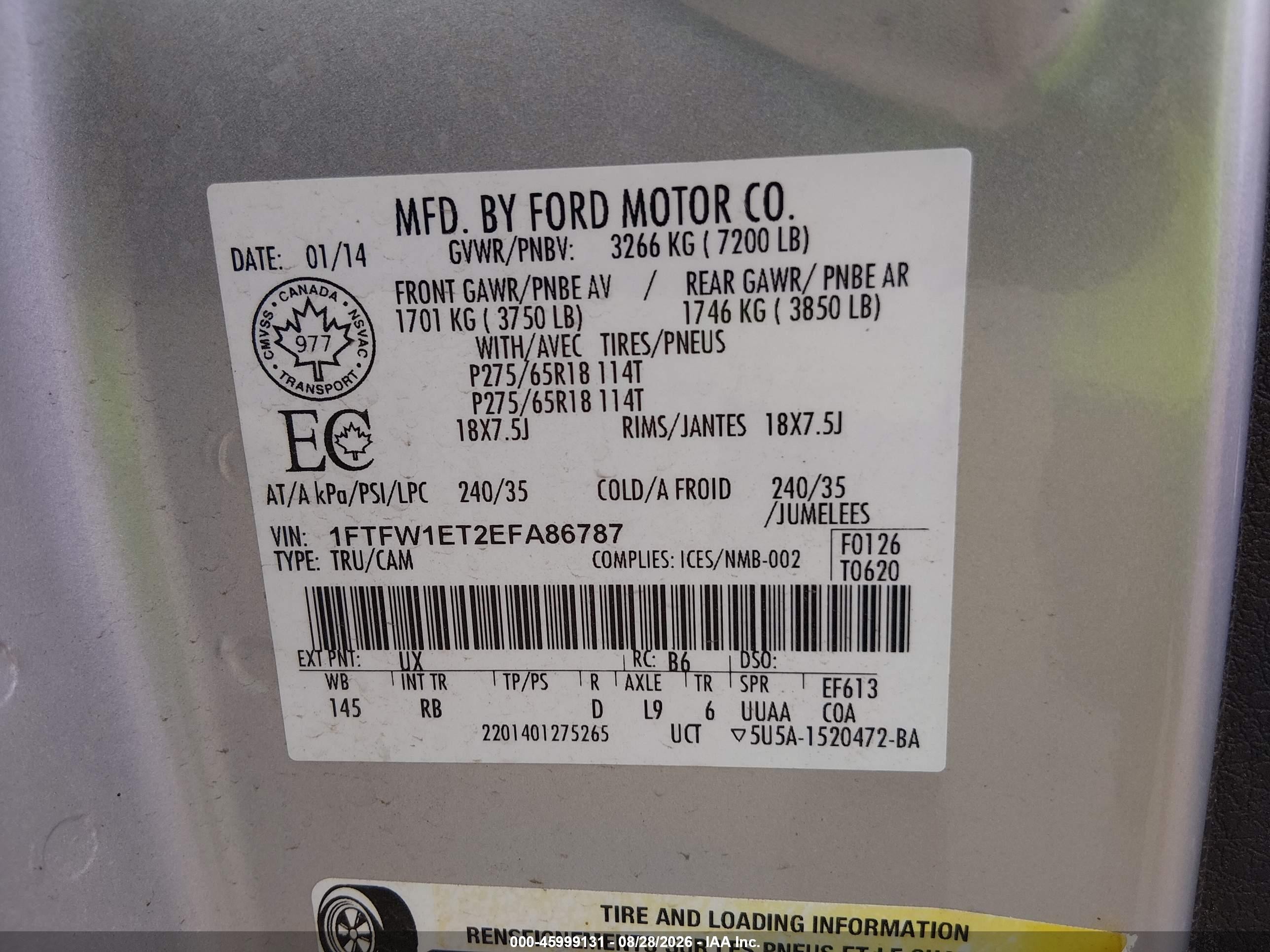 2014 Ford F-150 Fx4 Silver vin: 1FTFW1ET2EFA86787