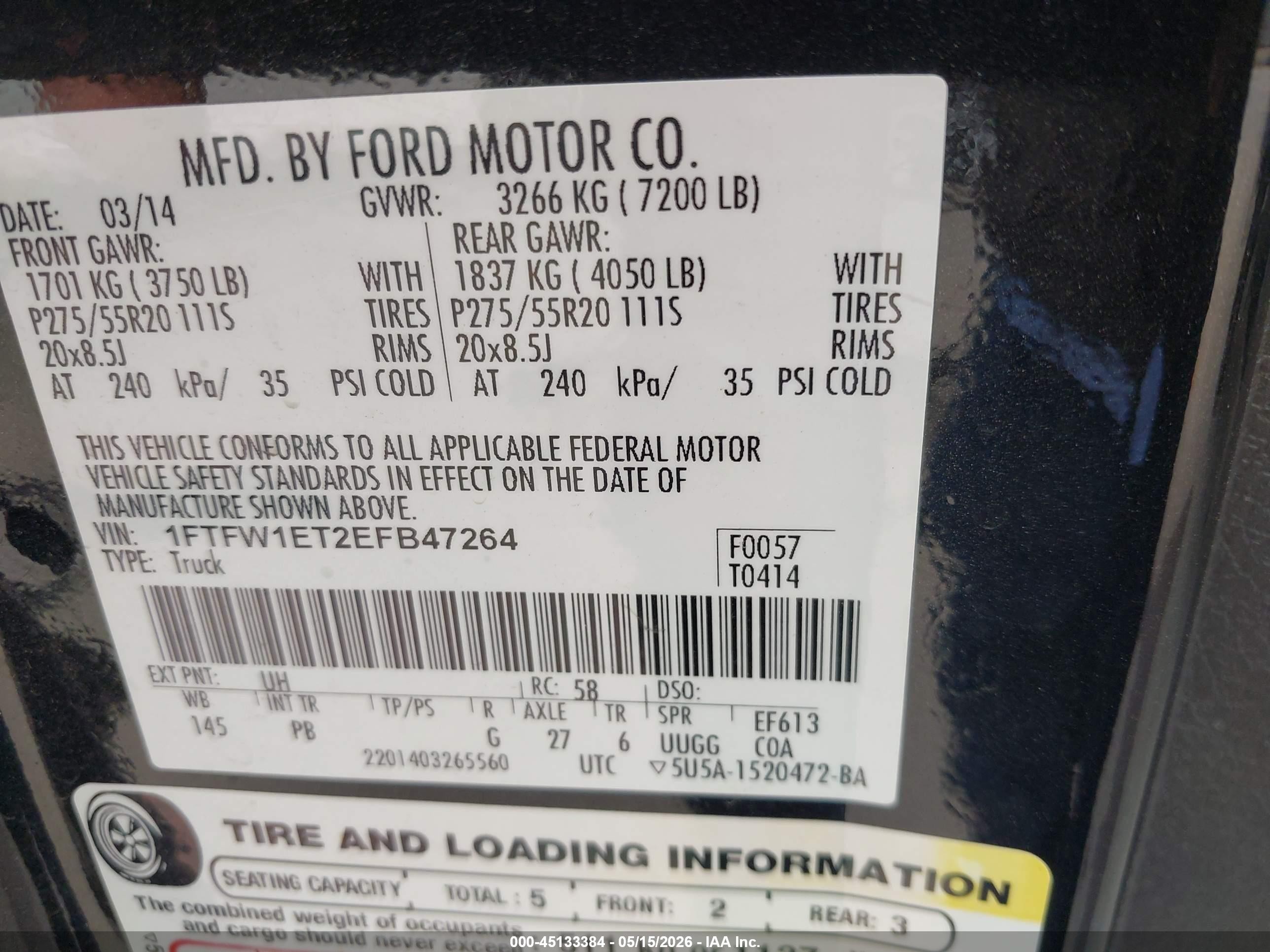2014 Ford F-150 Platinum Черный vin: 1FTFW1ET2EFB47264