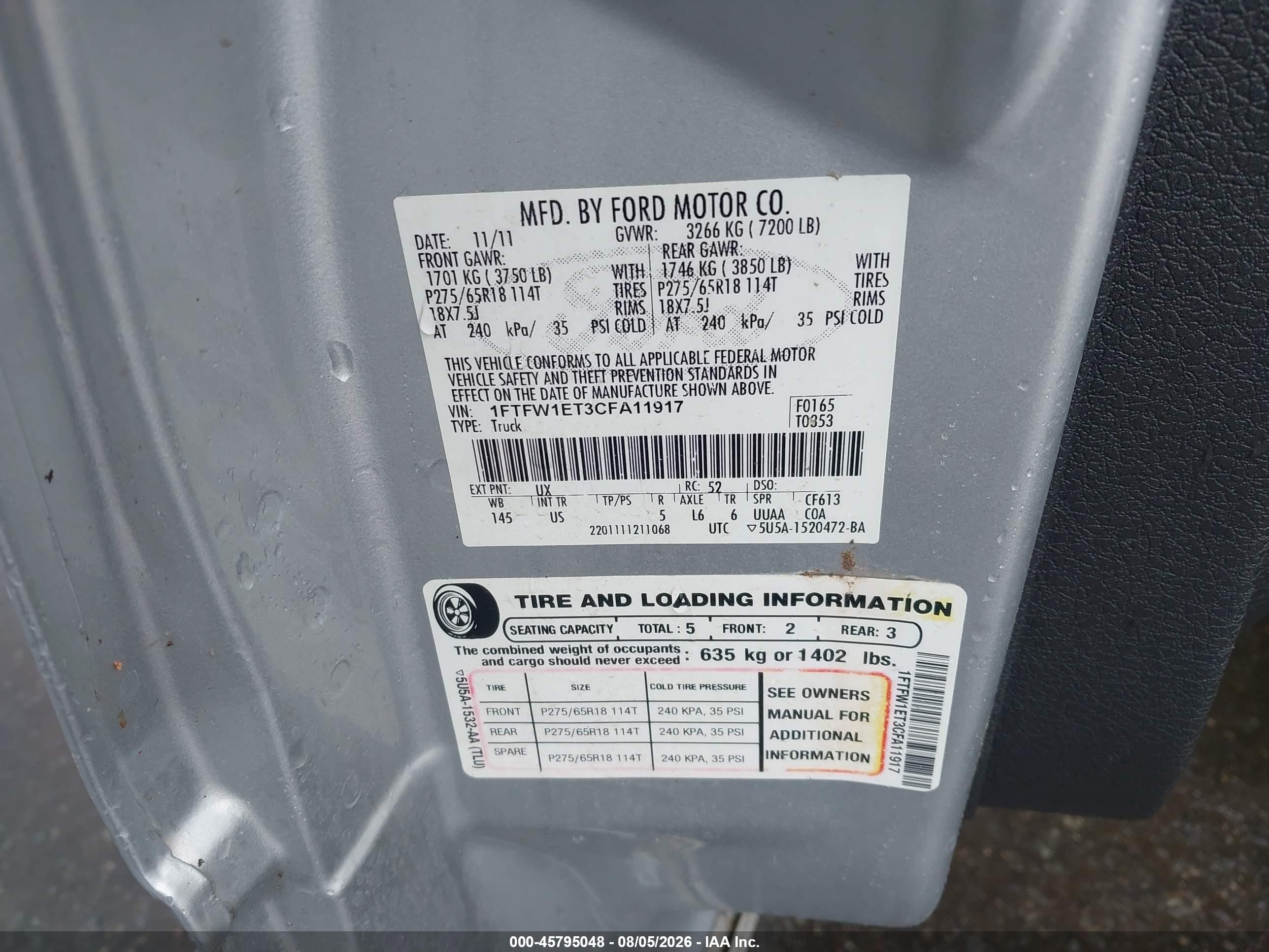 2012 Ford F-150 Xlt Silver vin: 1FTFW1ET3CFA11917