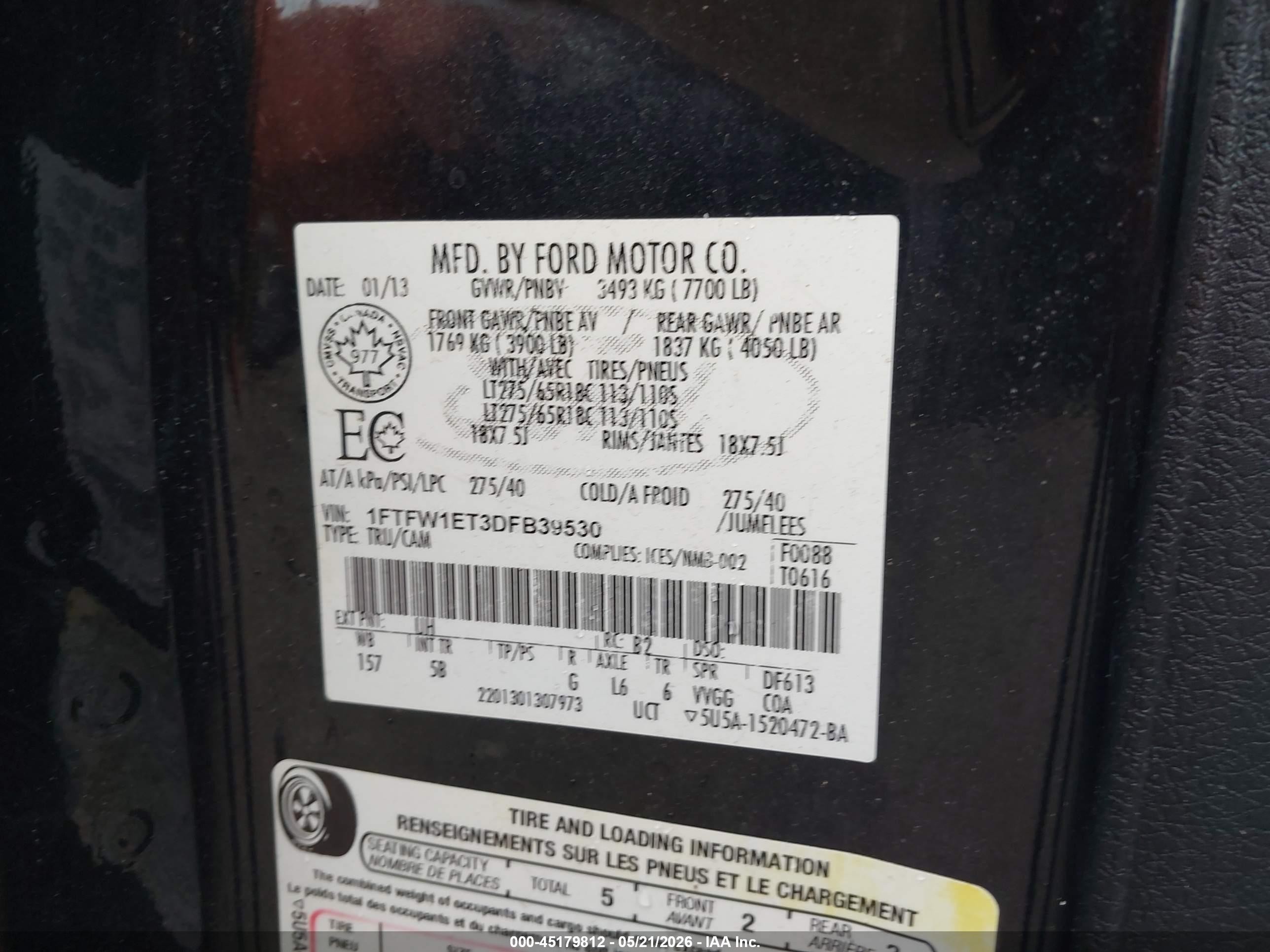 2013 Ford F-150 Fx4 Black vin: 1FTFW1ET3DFB39530