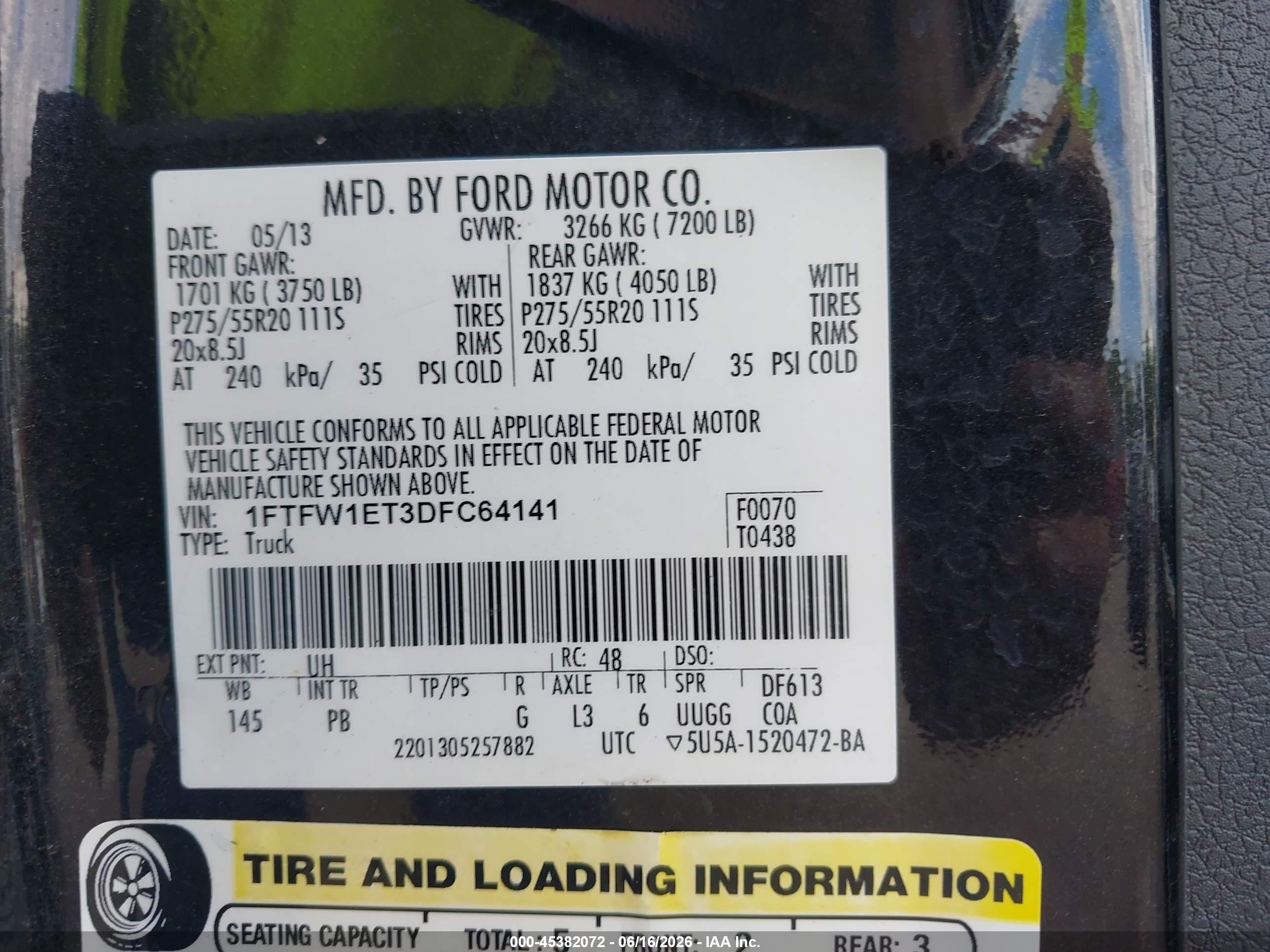 2013 Ford F-150 Platinum Black vin: 1FTFW1ET3DFC64141