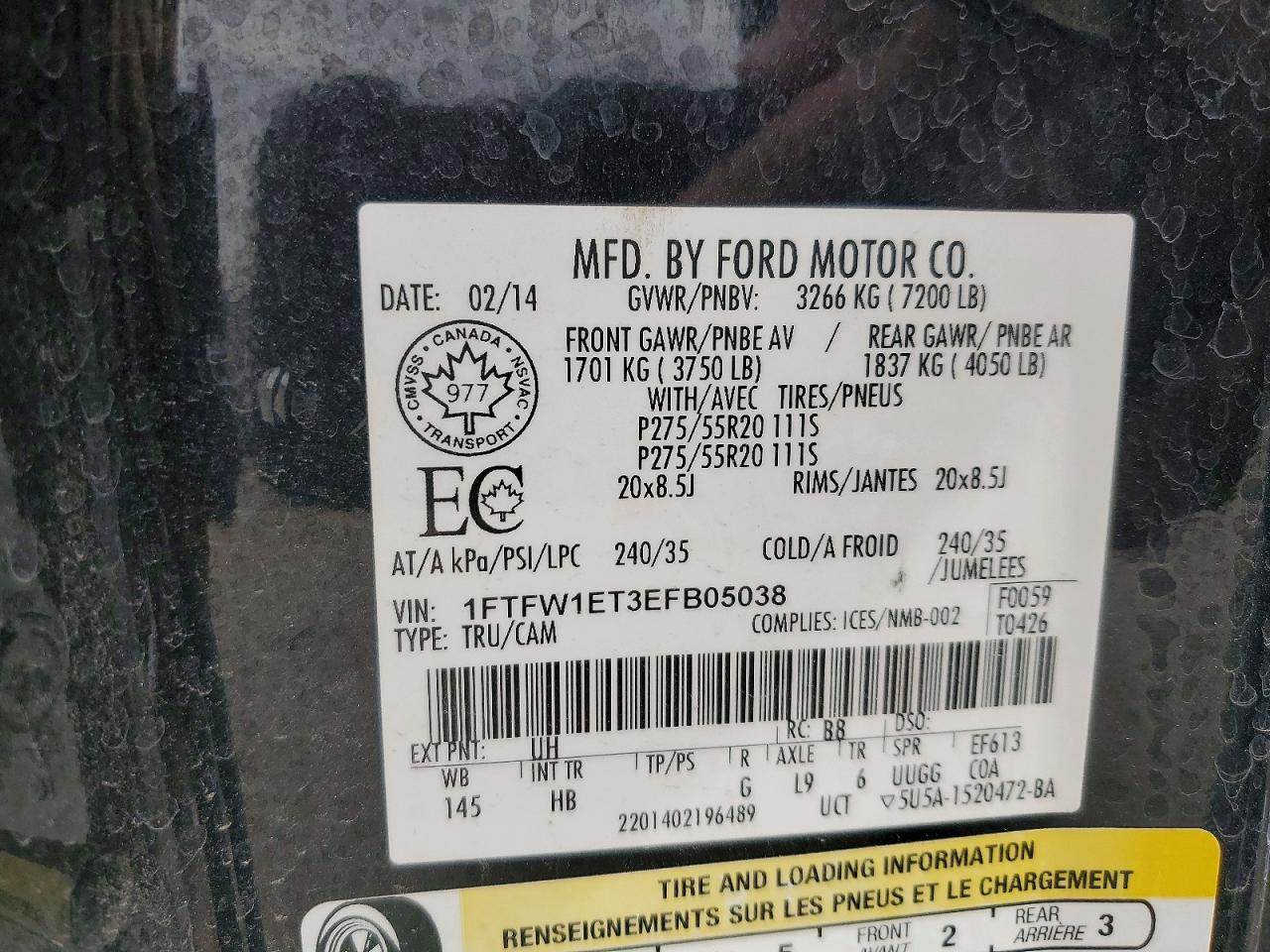 2014 Ford F150 Supercrew Black vin: 1FTFW1ET3EFB05038