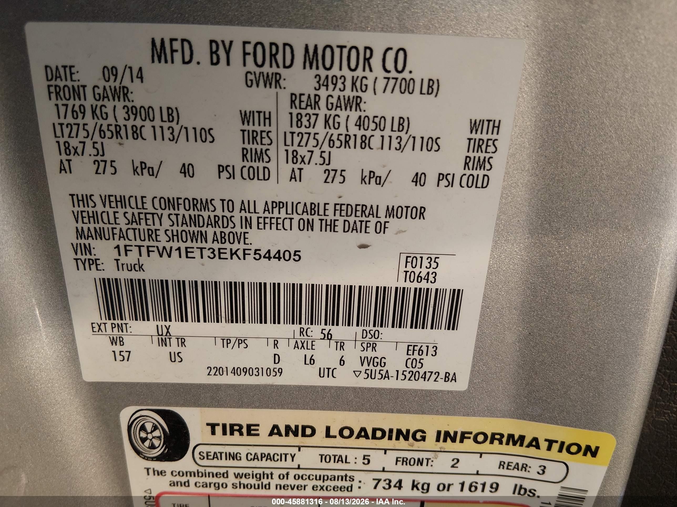 2014 Ford F-150 Xlt Silver vin: 1FTFW1ET3EKF54405
