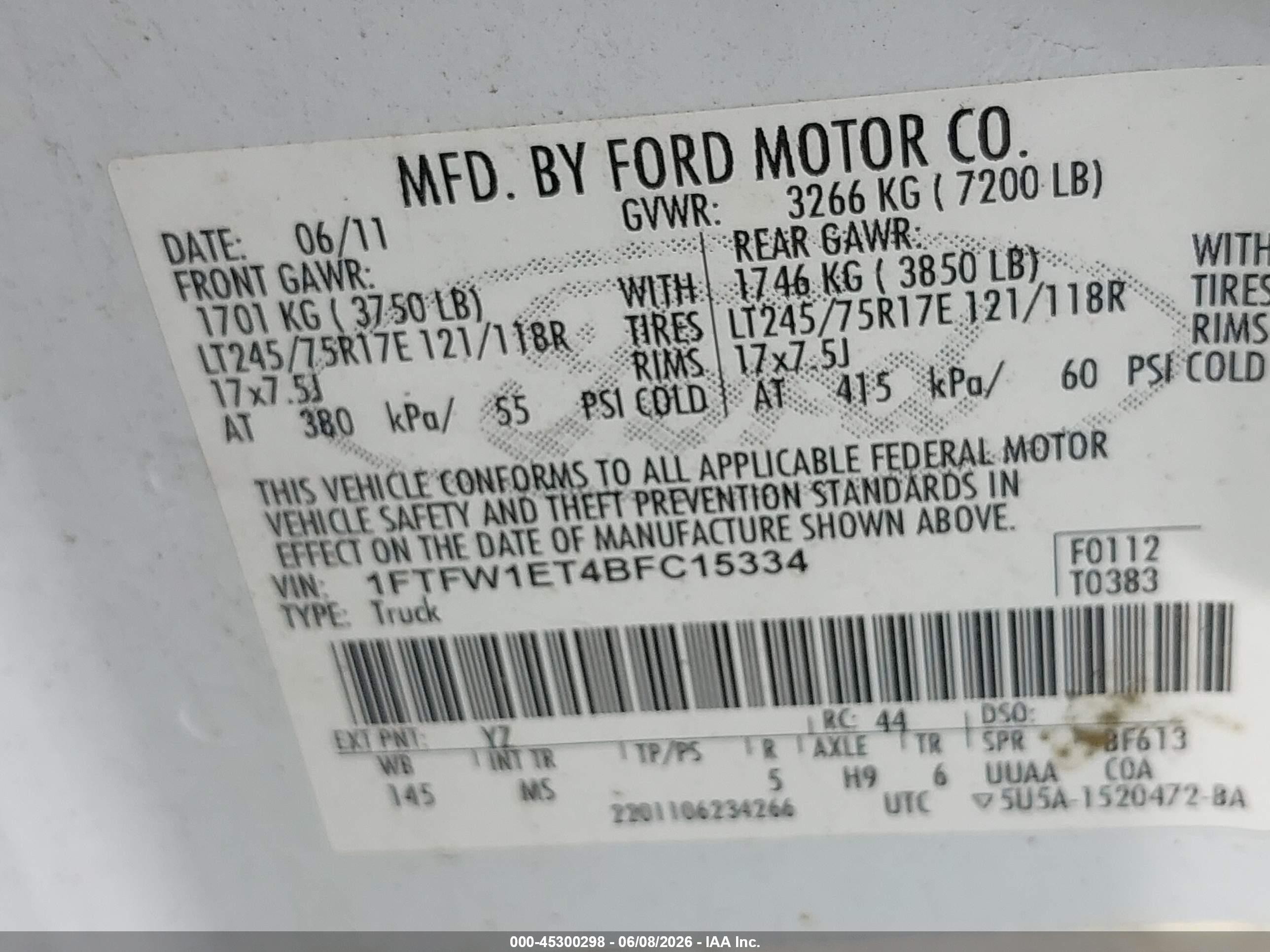 2011 Ford F-150 Xlt White vin: 1FTFW1ET4BFC15334