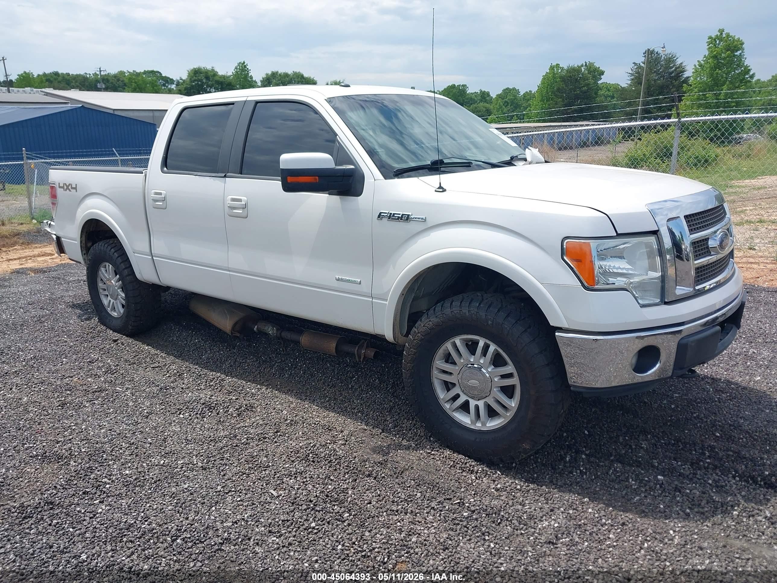 2012 Ford F-150 Lariat White vin: 1FTFW1ET4CFA17936