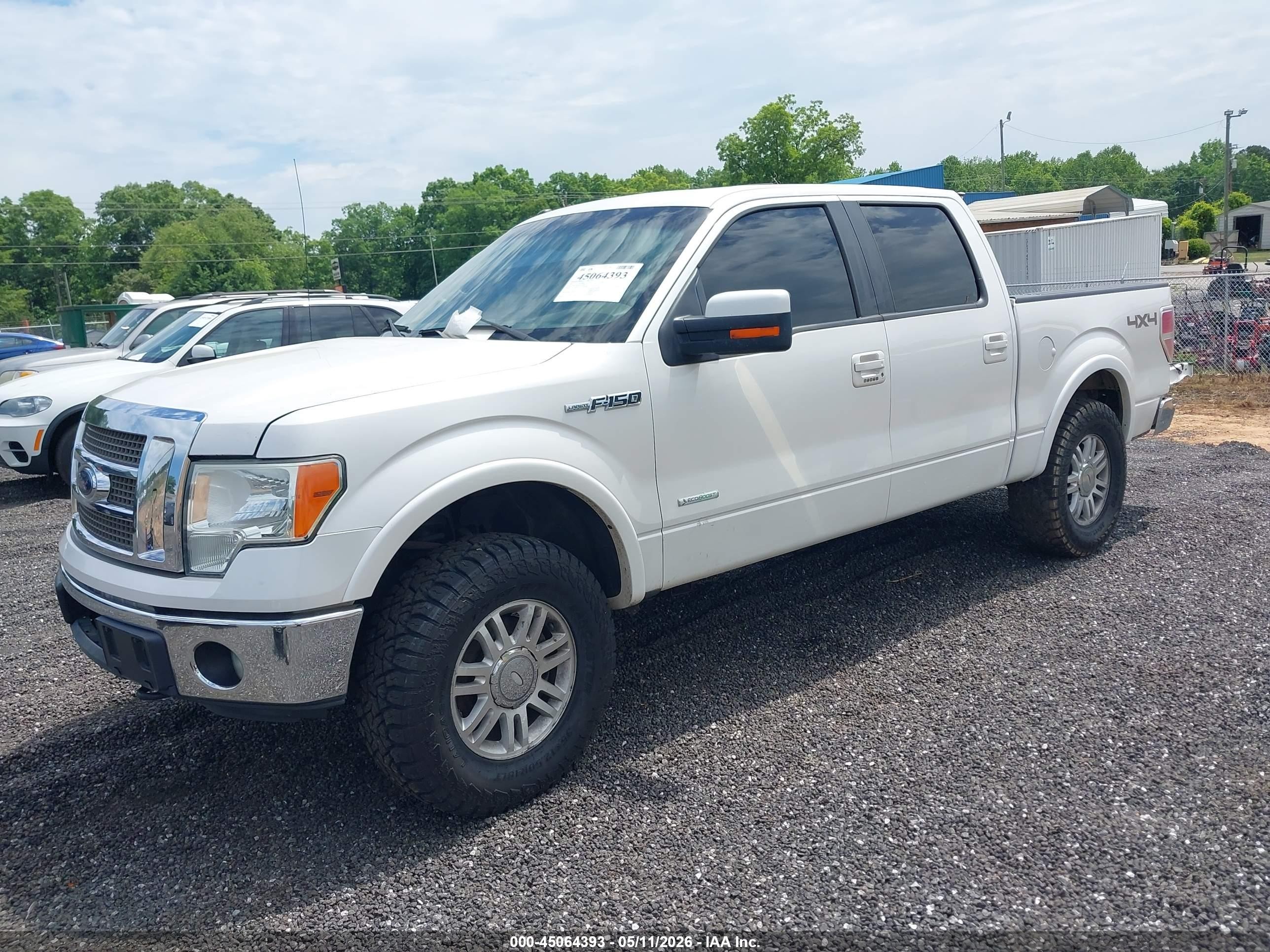 2012 Ford F-150 Lariat White vin: 1FTFW1ET4CFA17936