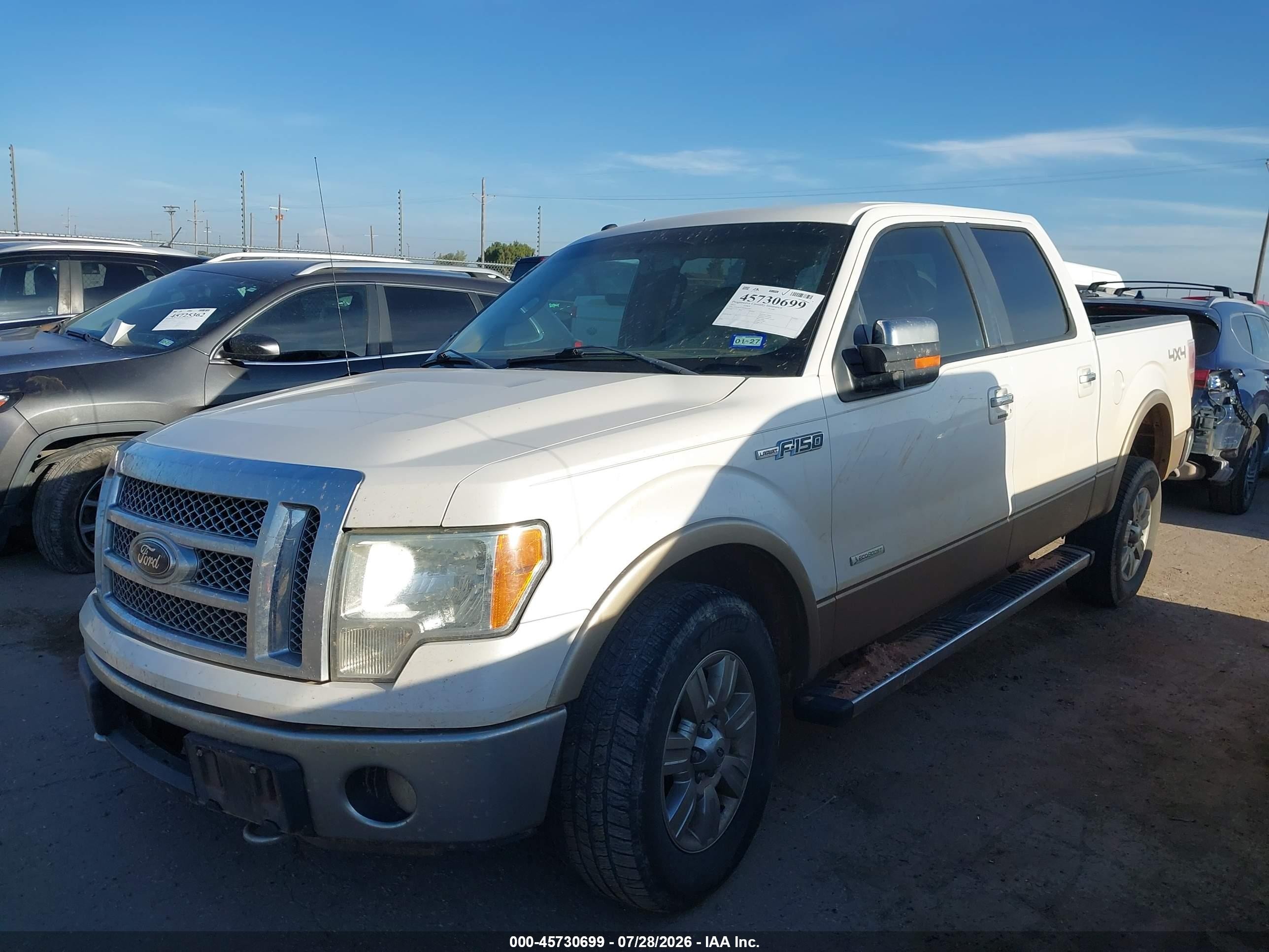 2012 Ford F-150 Lariat Белый vin: 1FTFW1ET4CFB54293