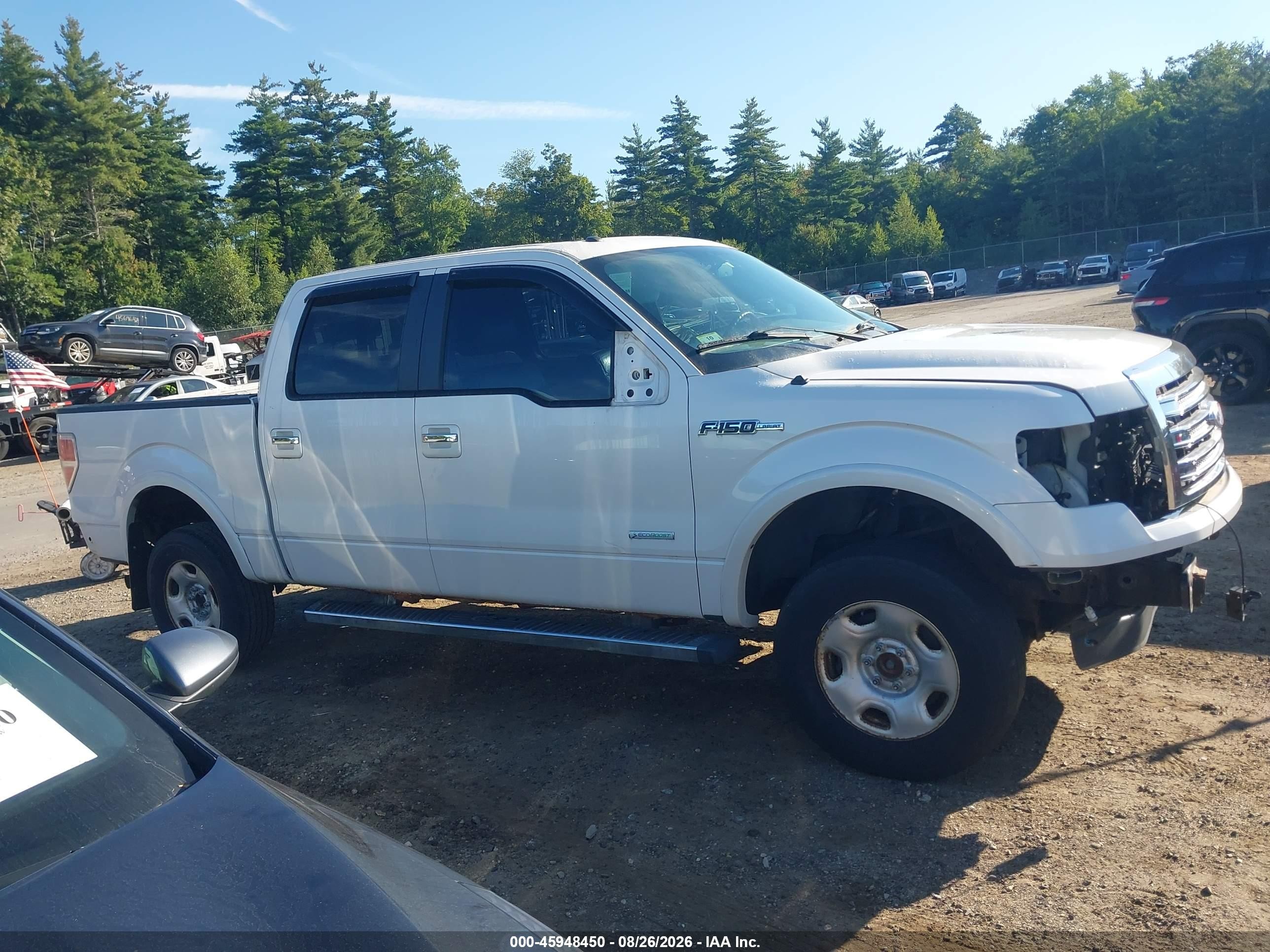 2013 Ford F-150 Lariat White vin: 1FTFW1ET4DFA70931