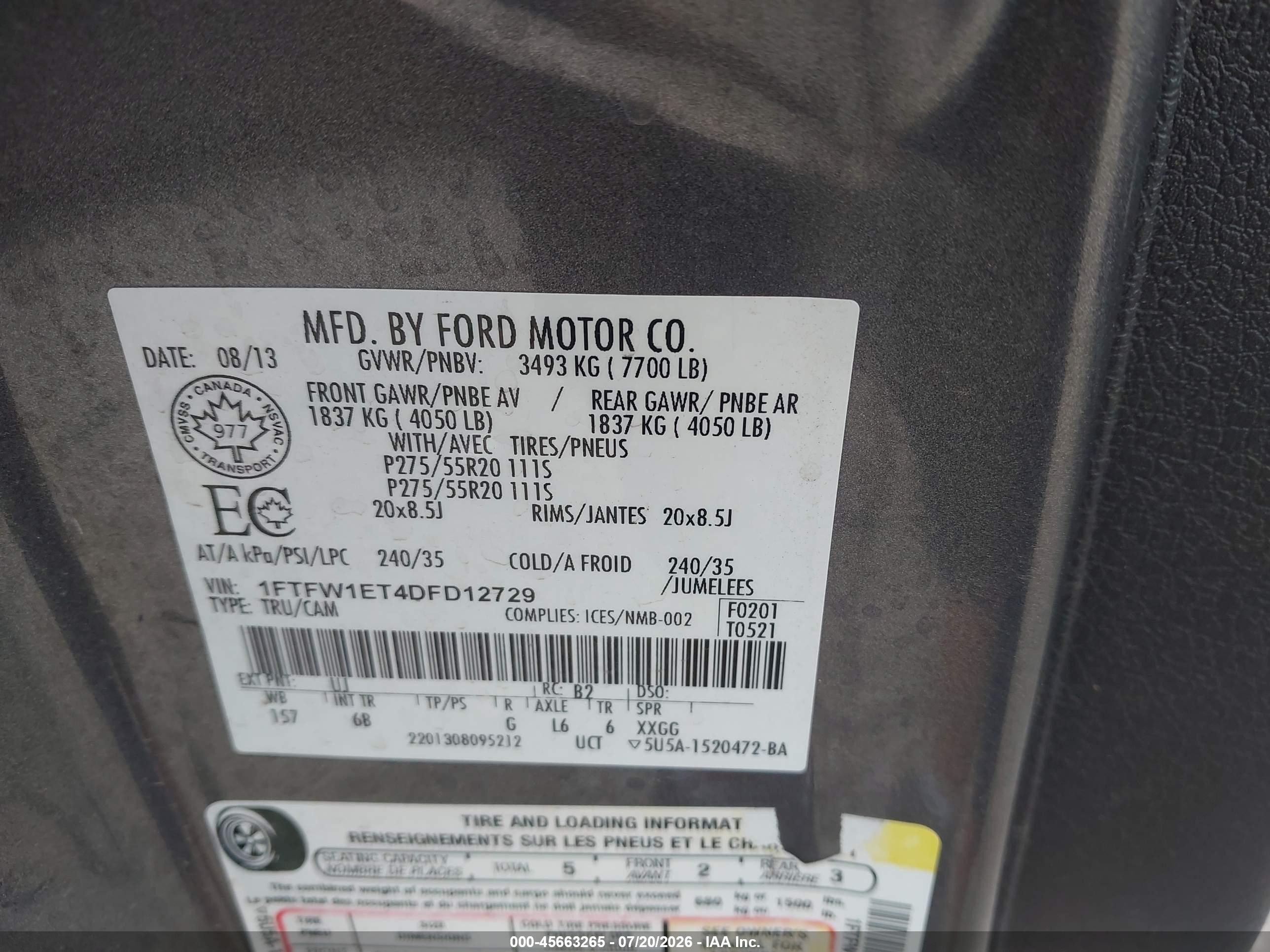 2013 Ford F-150 Fx4 Gray vin: 1FTFW1ET4DFD12729