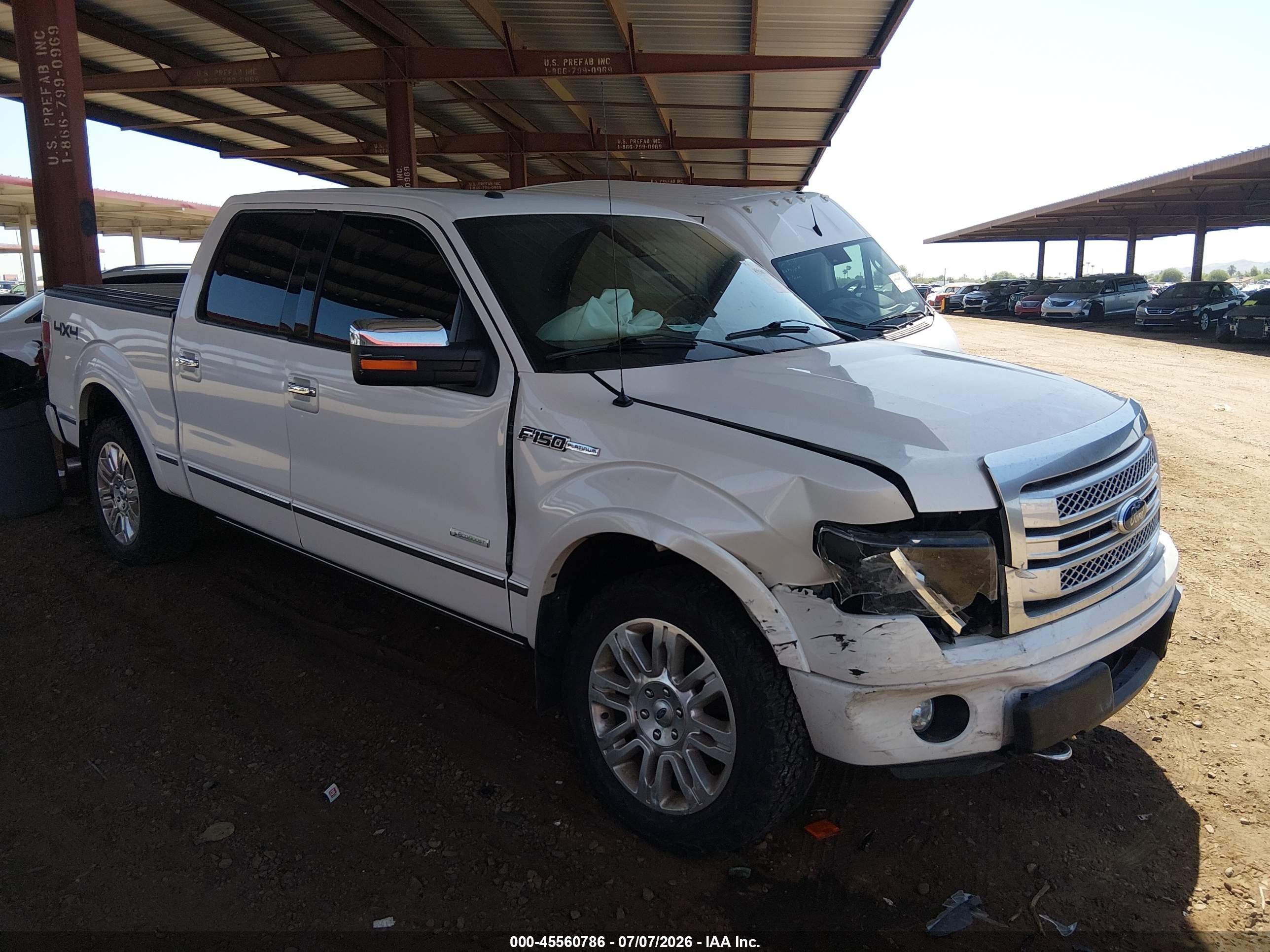 2013 Ford F-150 Platinum White vin: 1FTFW1ET4DFD27179
