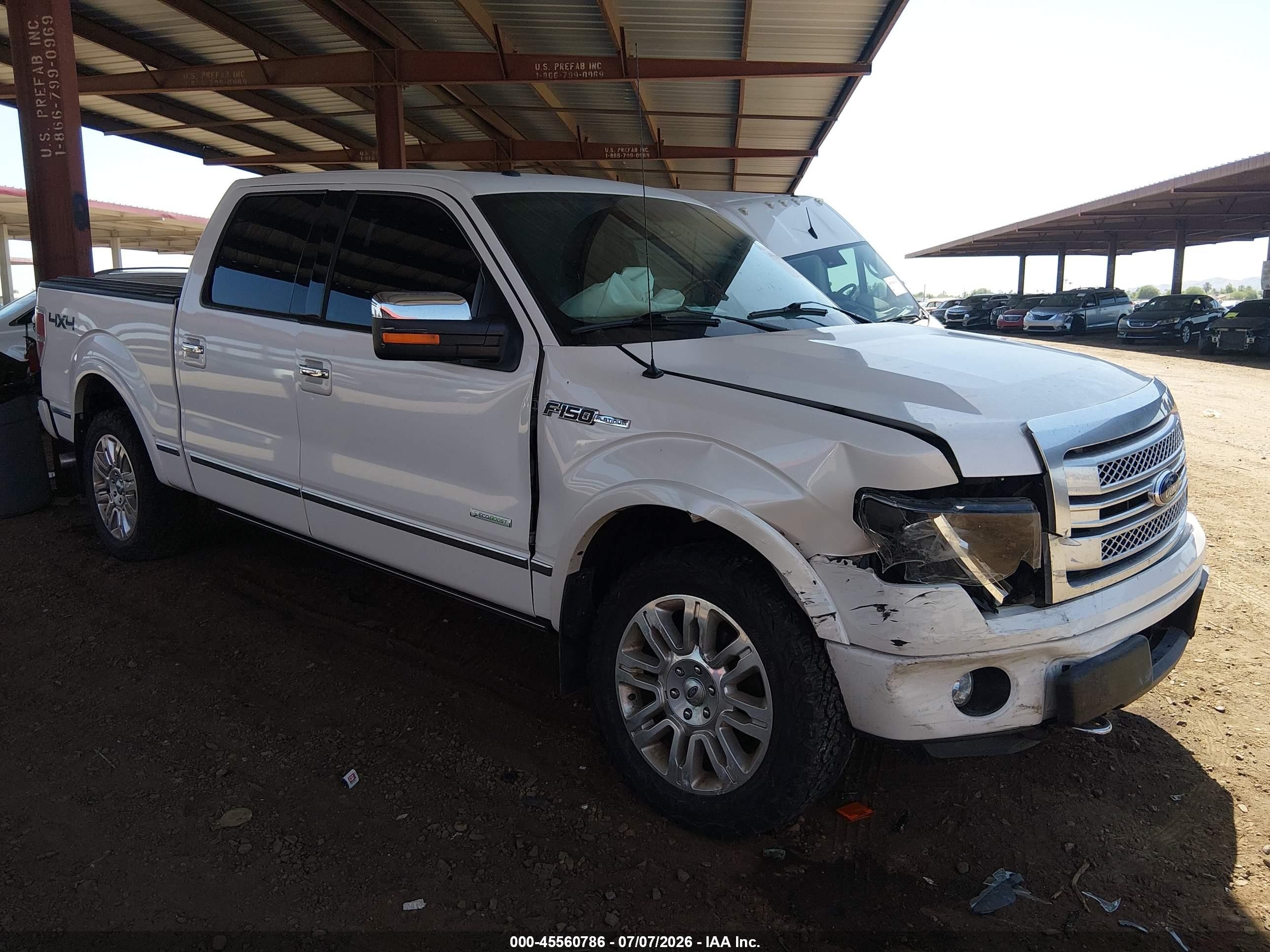 2013 Ford F-150 Platinum White vin: 1FTFW1ET4DFD27179