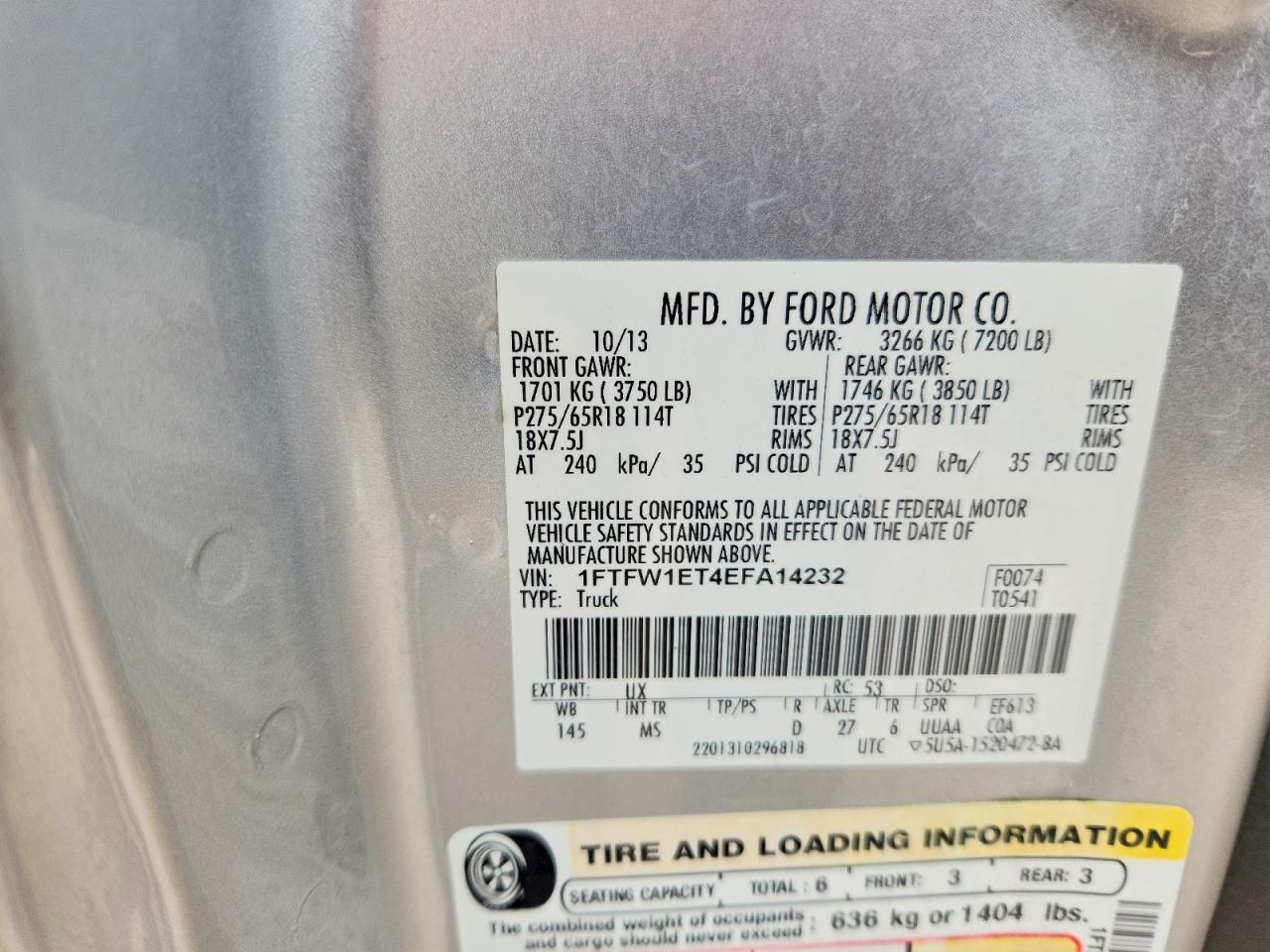 2014 Ford F150 Supercrew Silver vin: 1FTFW1ET4EFA14232