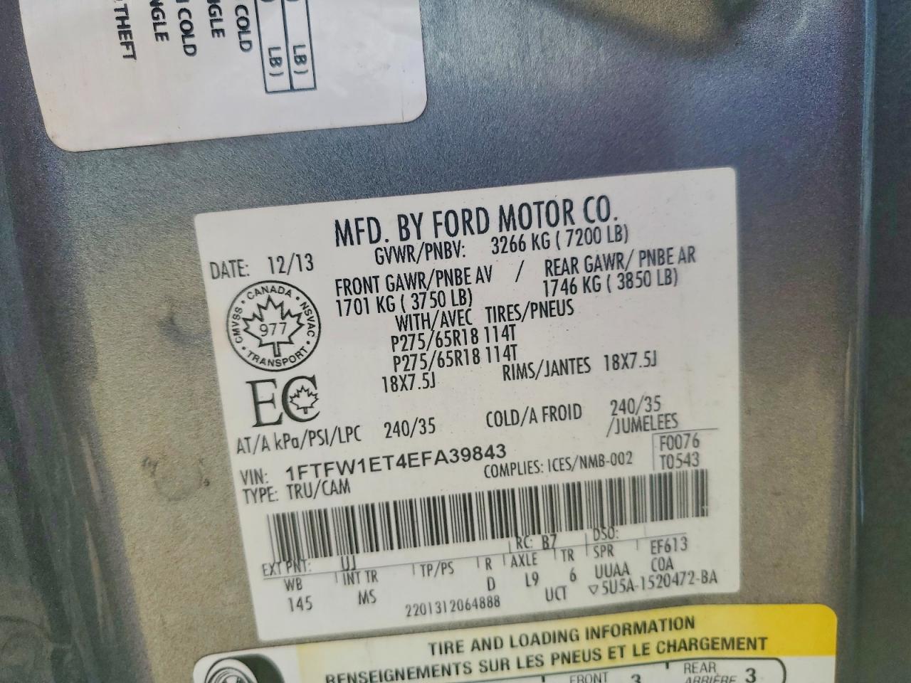 2014 Ford F150 Supercrew Gray vin: 1FTFW1ET4EFA39843